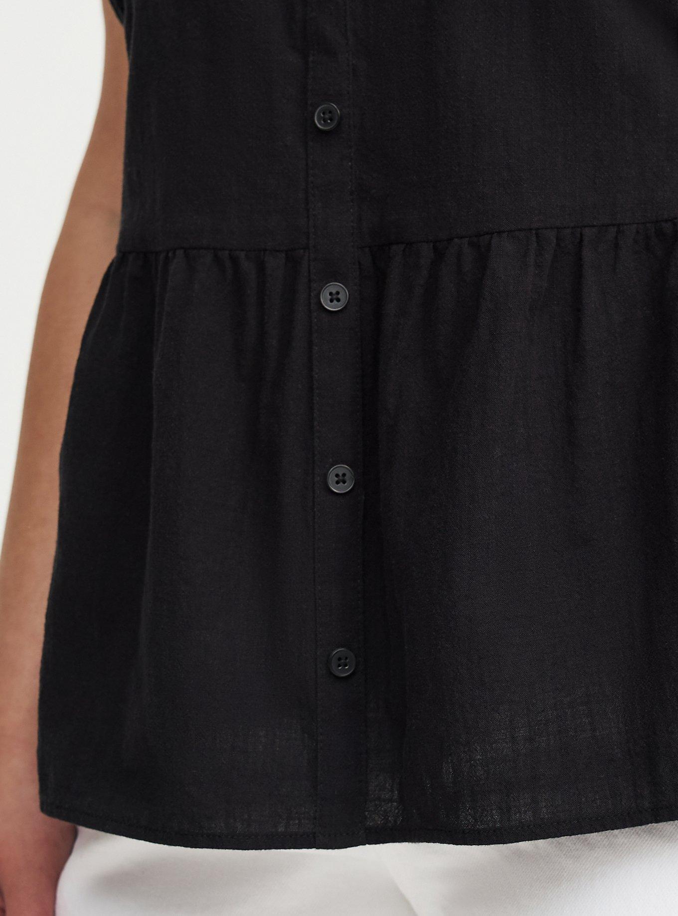 Cotton Button Front Cami, DEEP BLACK, alternate