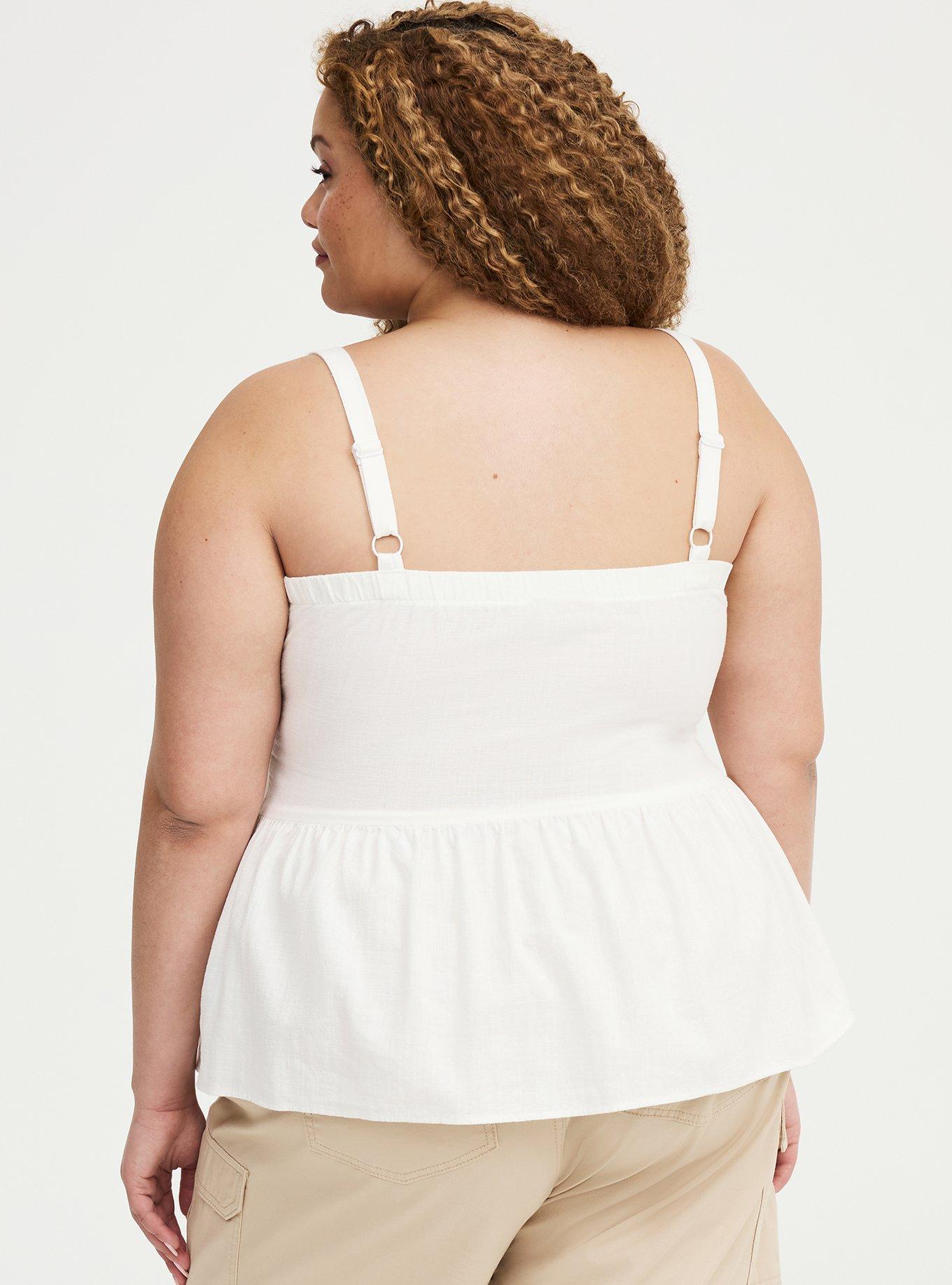 Cotton Button Front Cami, WHISPER WHITE, alternate