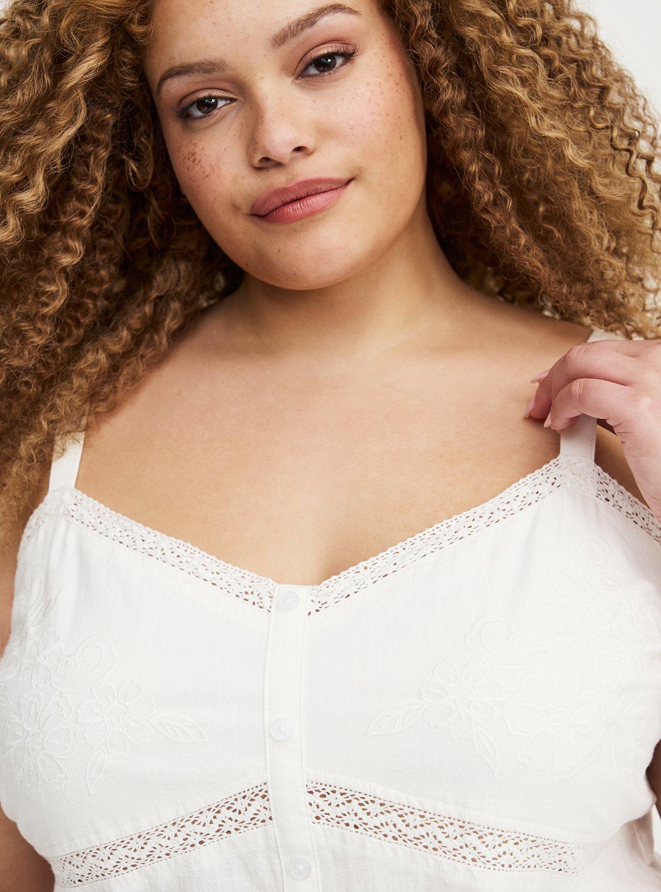 Cotton Button Front Cami, WHISPER WHITE, alternate