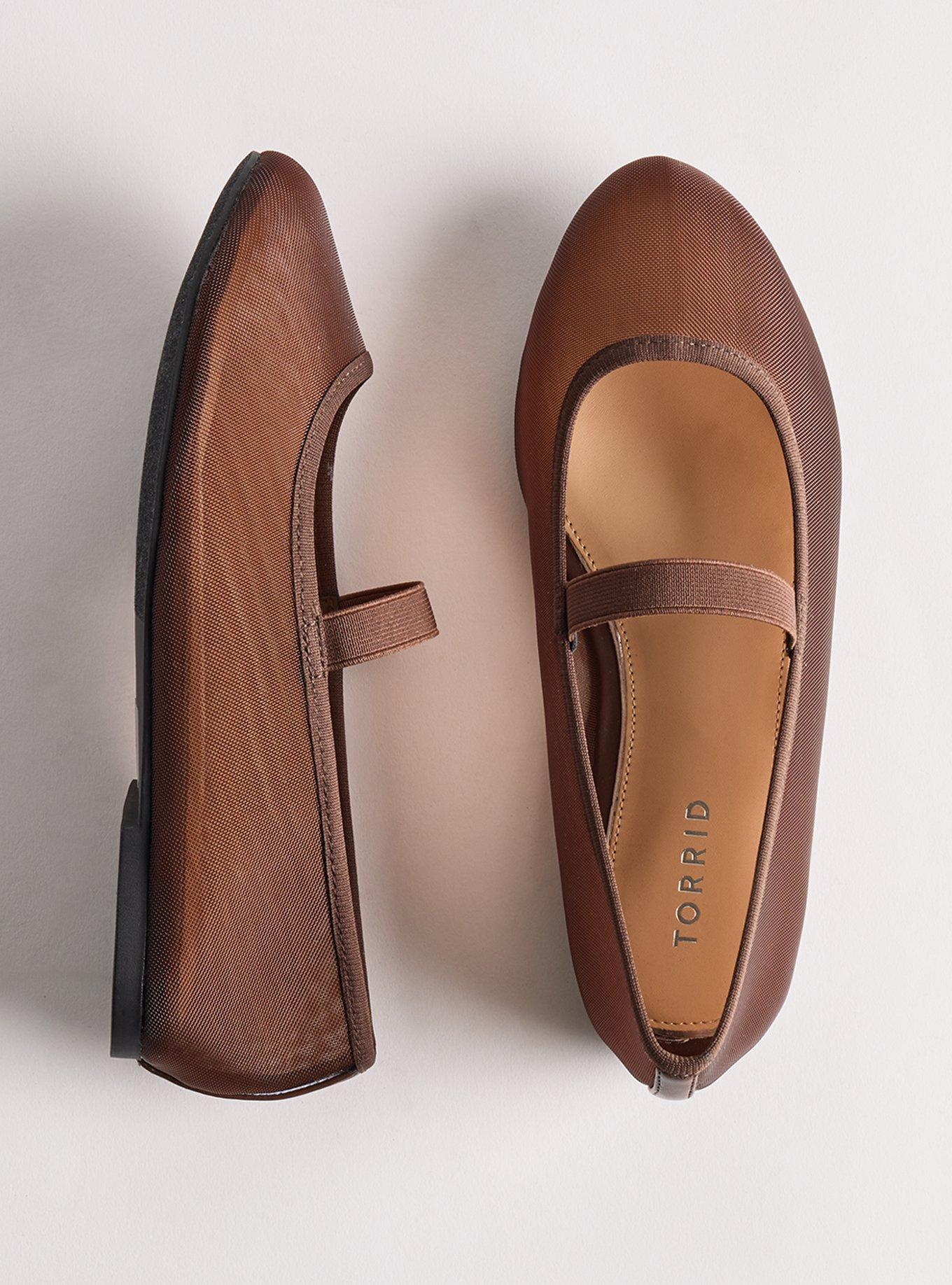 Elastic Ballet Flat (WW), BROWN MESH, hi-res