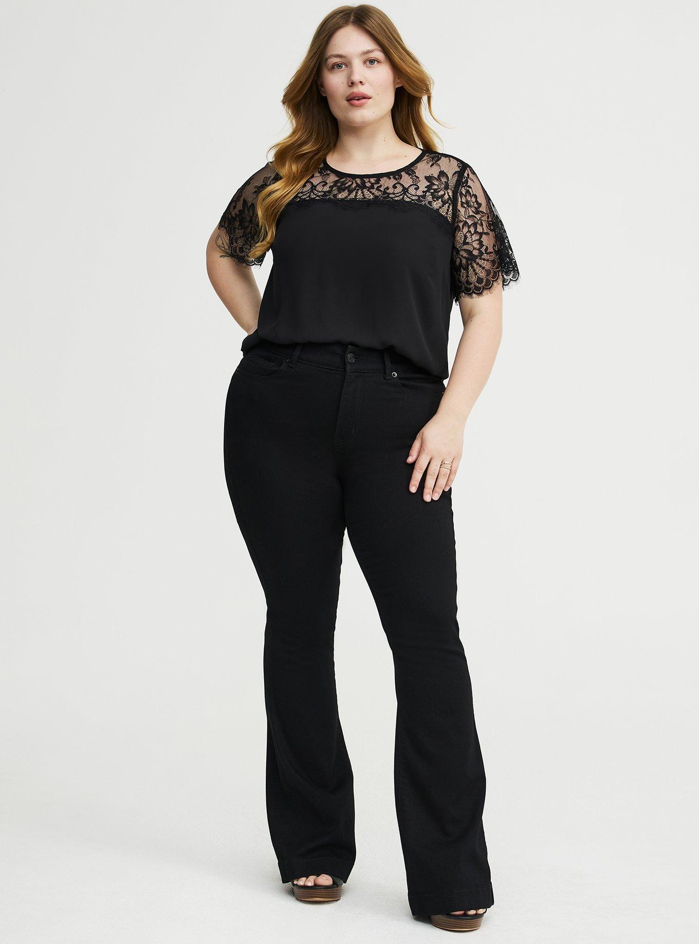 Abbey Georgette Lace Trim Blouse, DEEP BLACK, alternate