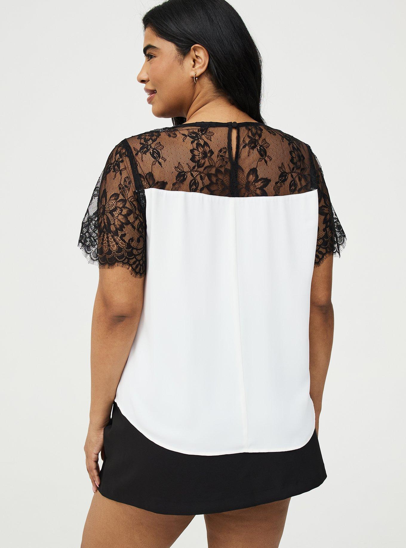 Abbey Georgette Lace Trim Blouse, WHISPER WHITE, alternate