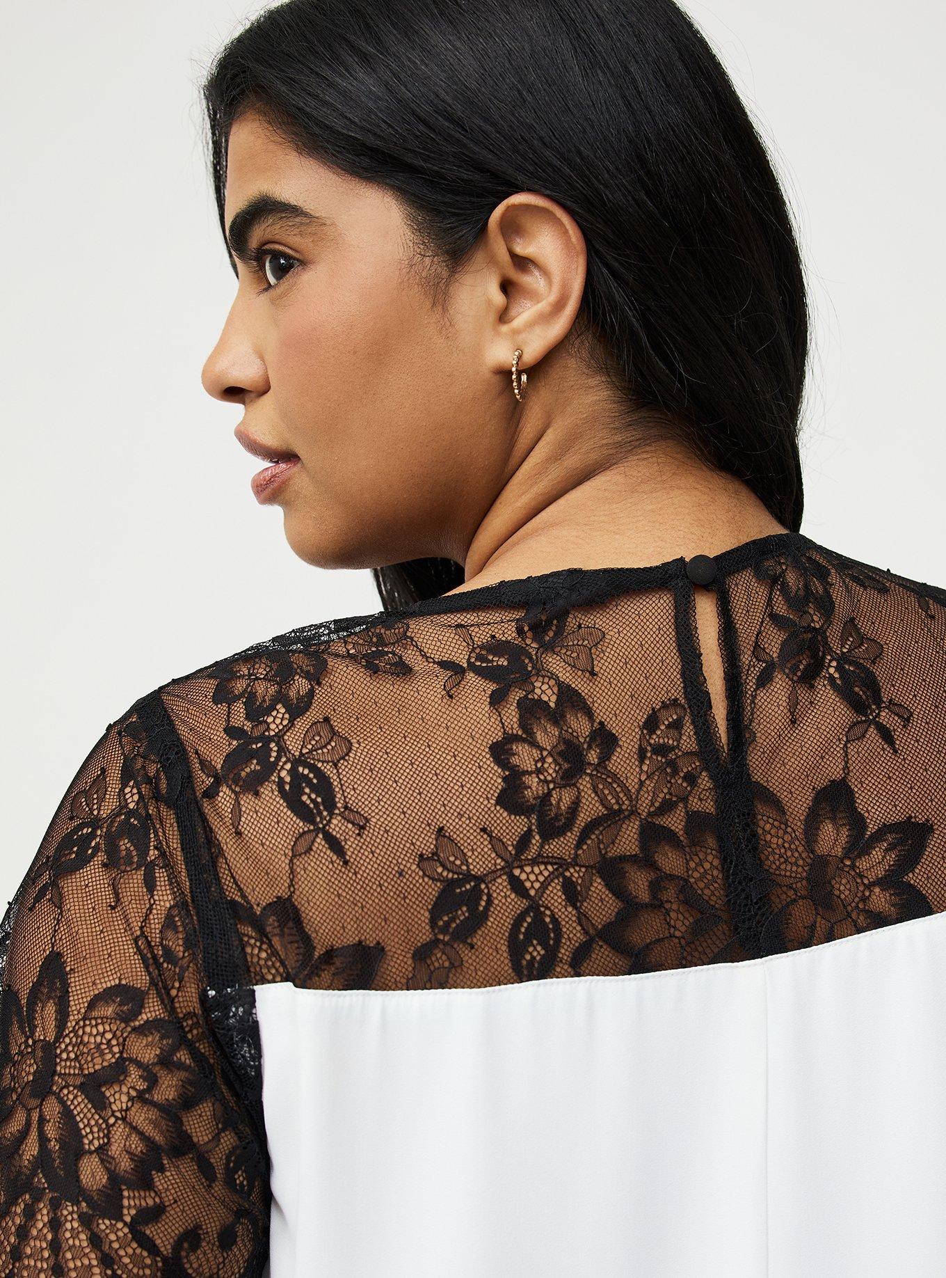 Abbey Georgette Lace Trim Blouse, WHISPER WHITE, alternate