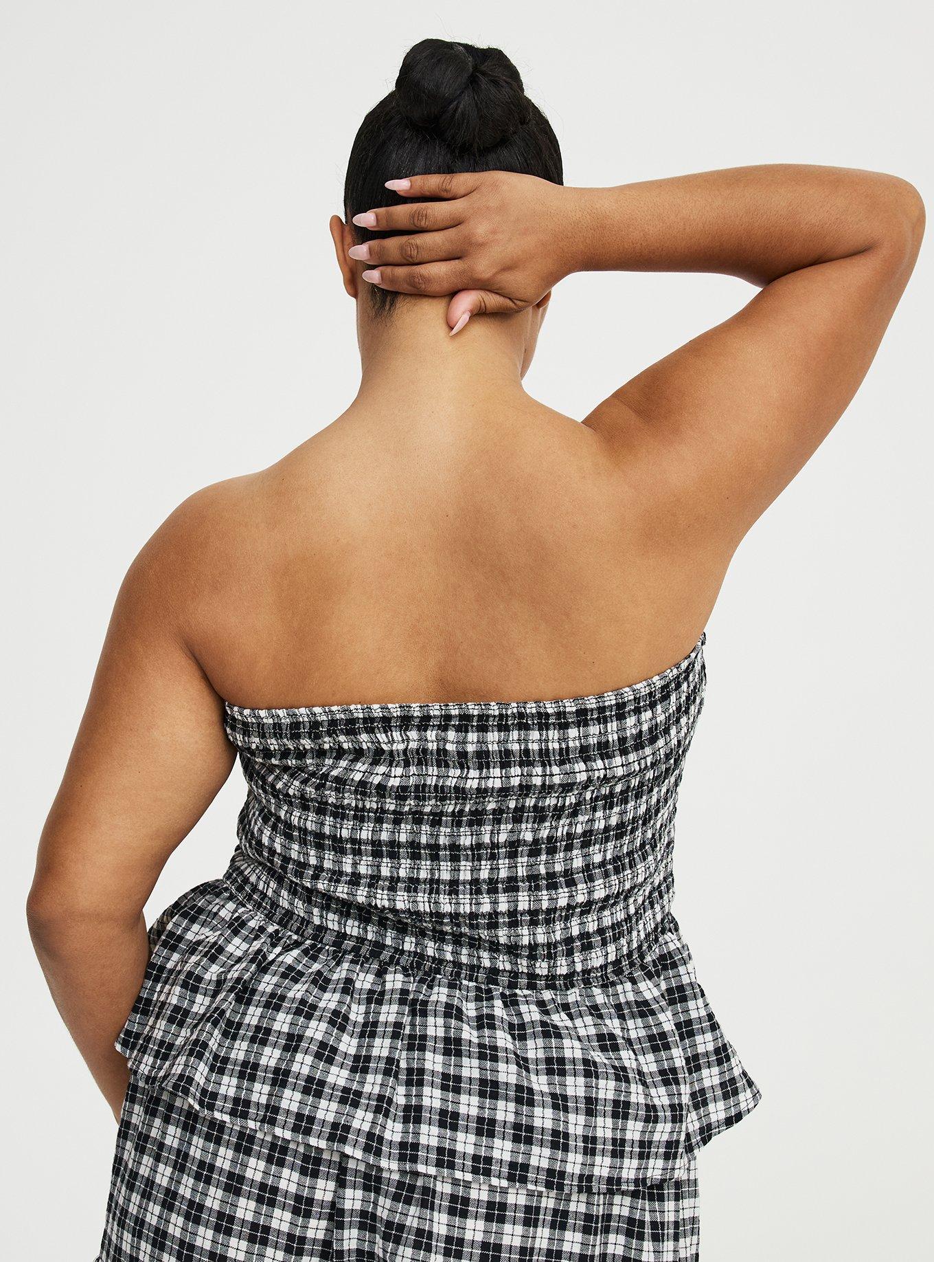 Cinched Tube Top, ABBEY PLAID BLACK, alternate