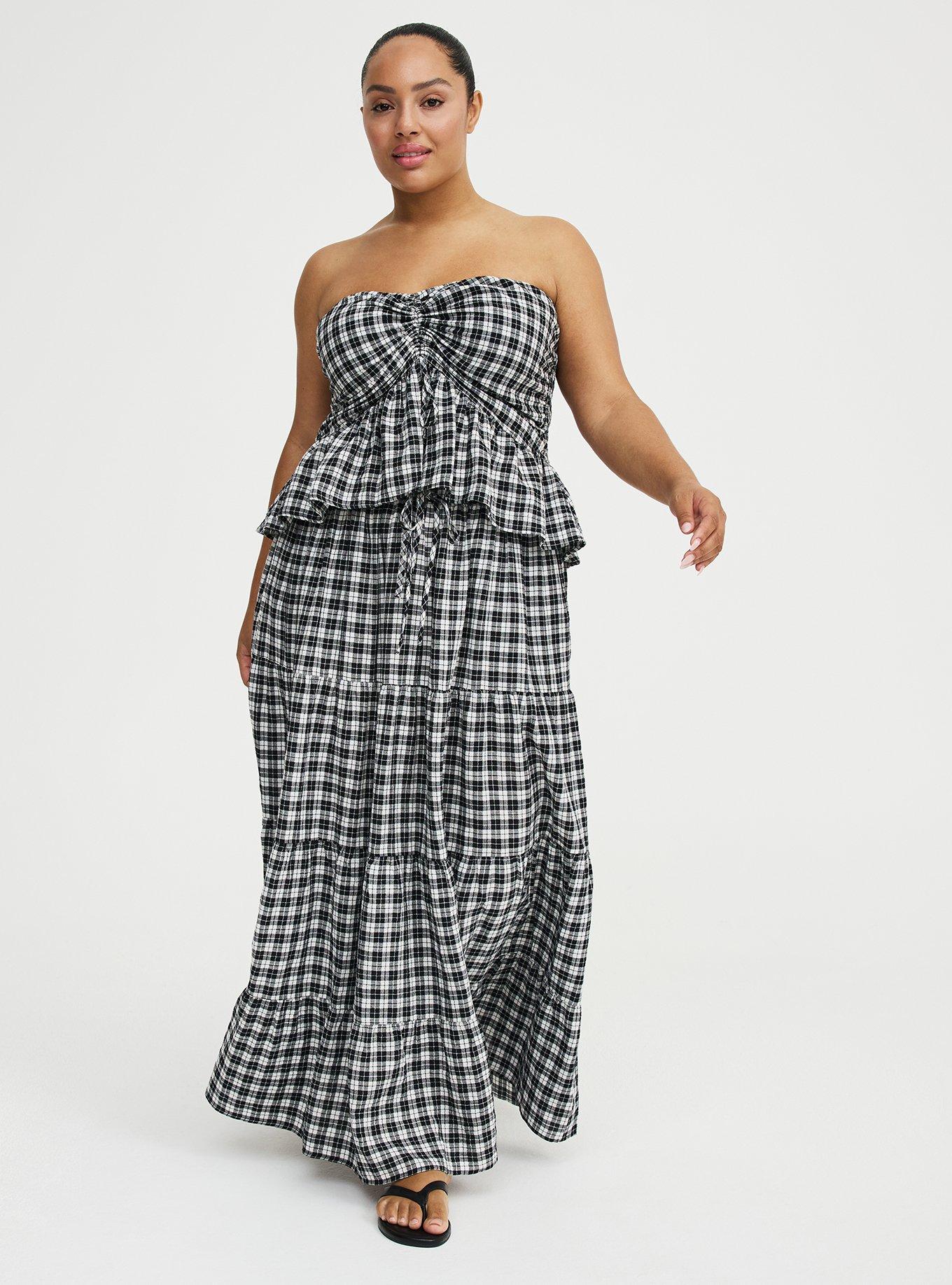 Cinched Tube Top, ABBEY PLAID BLACK, alternate