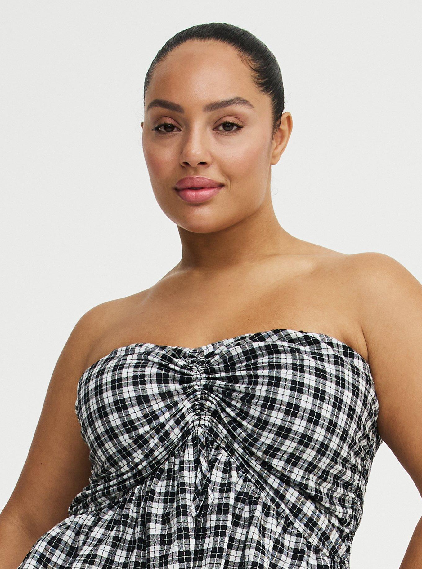 Cinched Tube Top, ABBEY PLAID BLACK, alternate