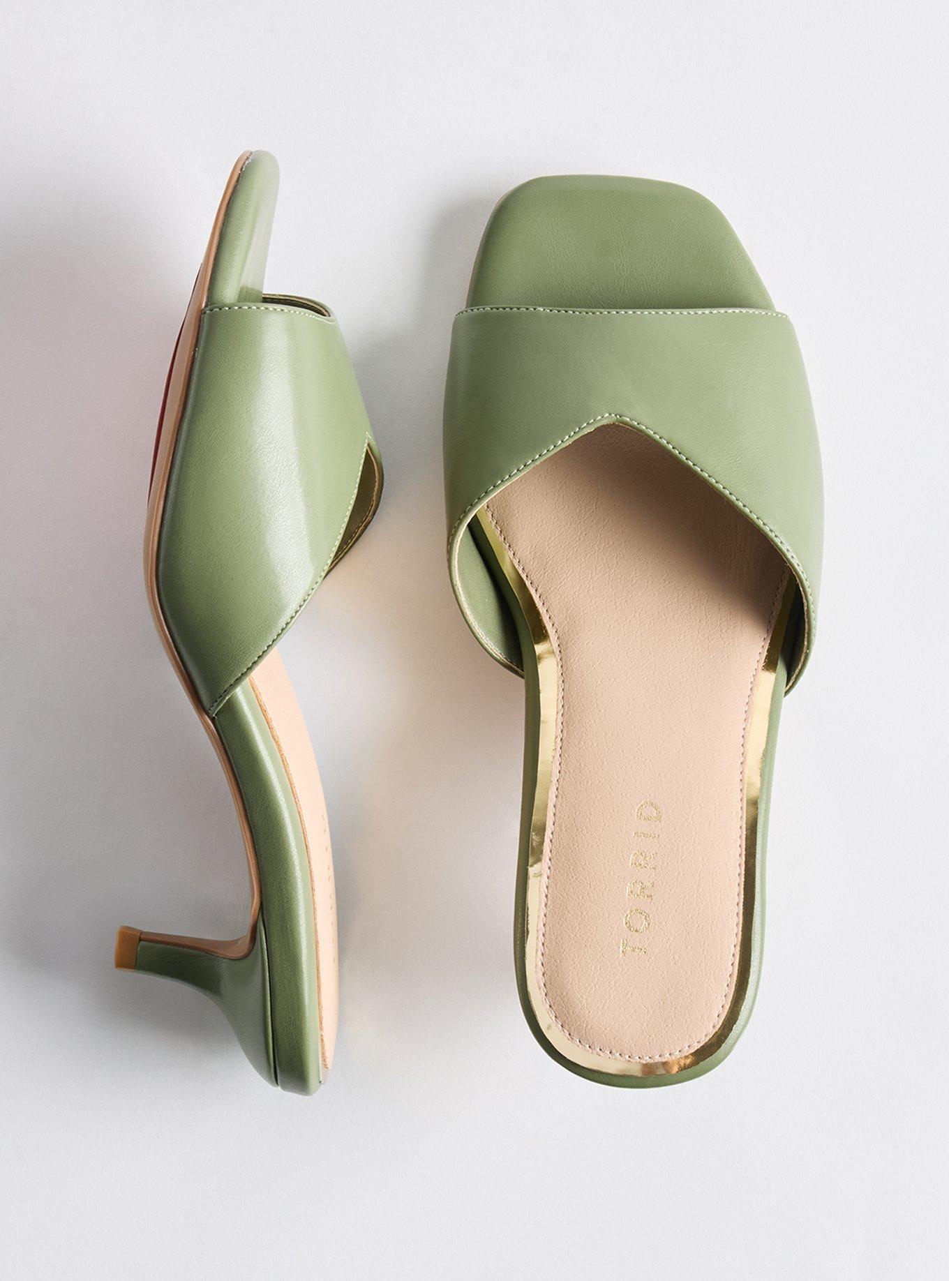 Kitten Heel Mule (WW), OLIVE, hi-res