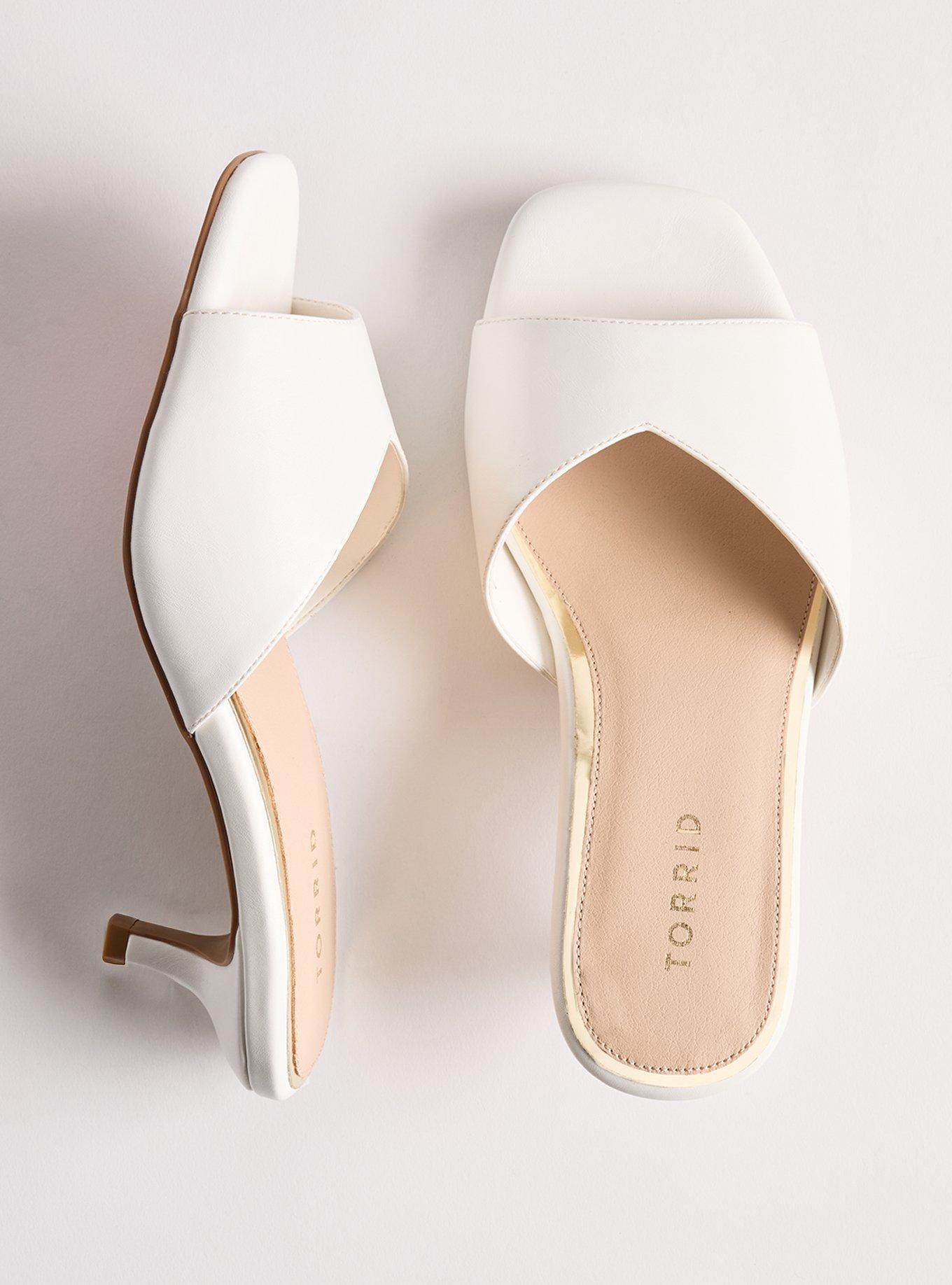 Kitten Heel Mule (WW), WHITE, hi-res