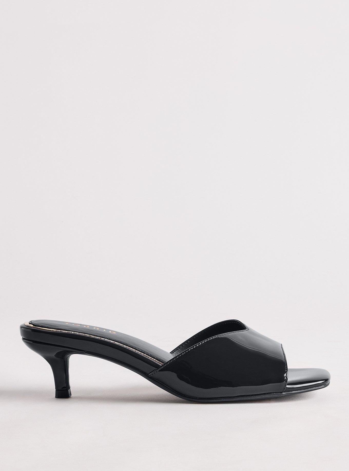 Kitten Heel Mule (WW), BLACK PATENT, alternate