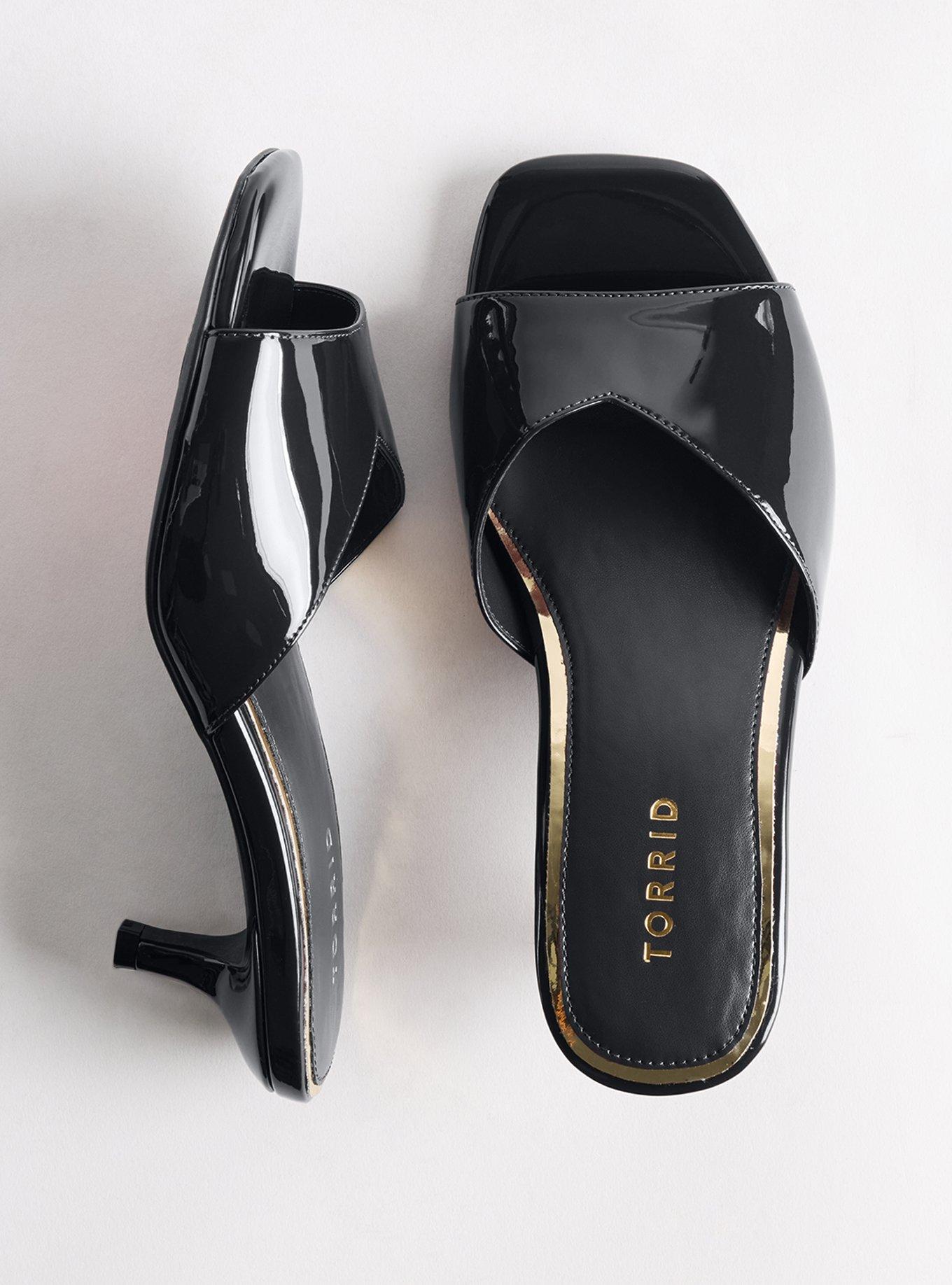 Kitten Heel Mule (WW), BLACK PATENT, hi-res