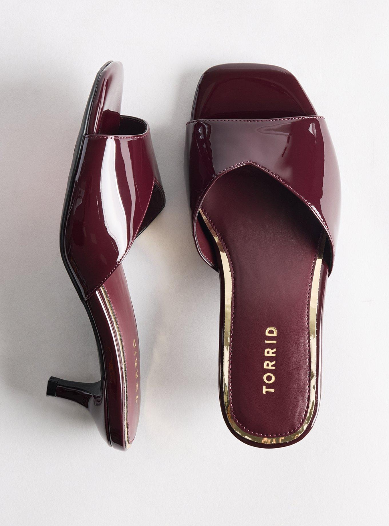 Kitten Heel Mule (WW), WINE PATENT, hi-res