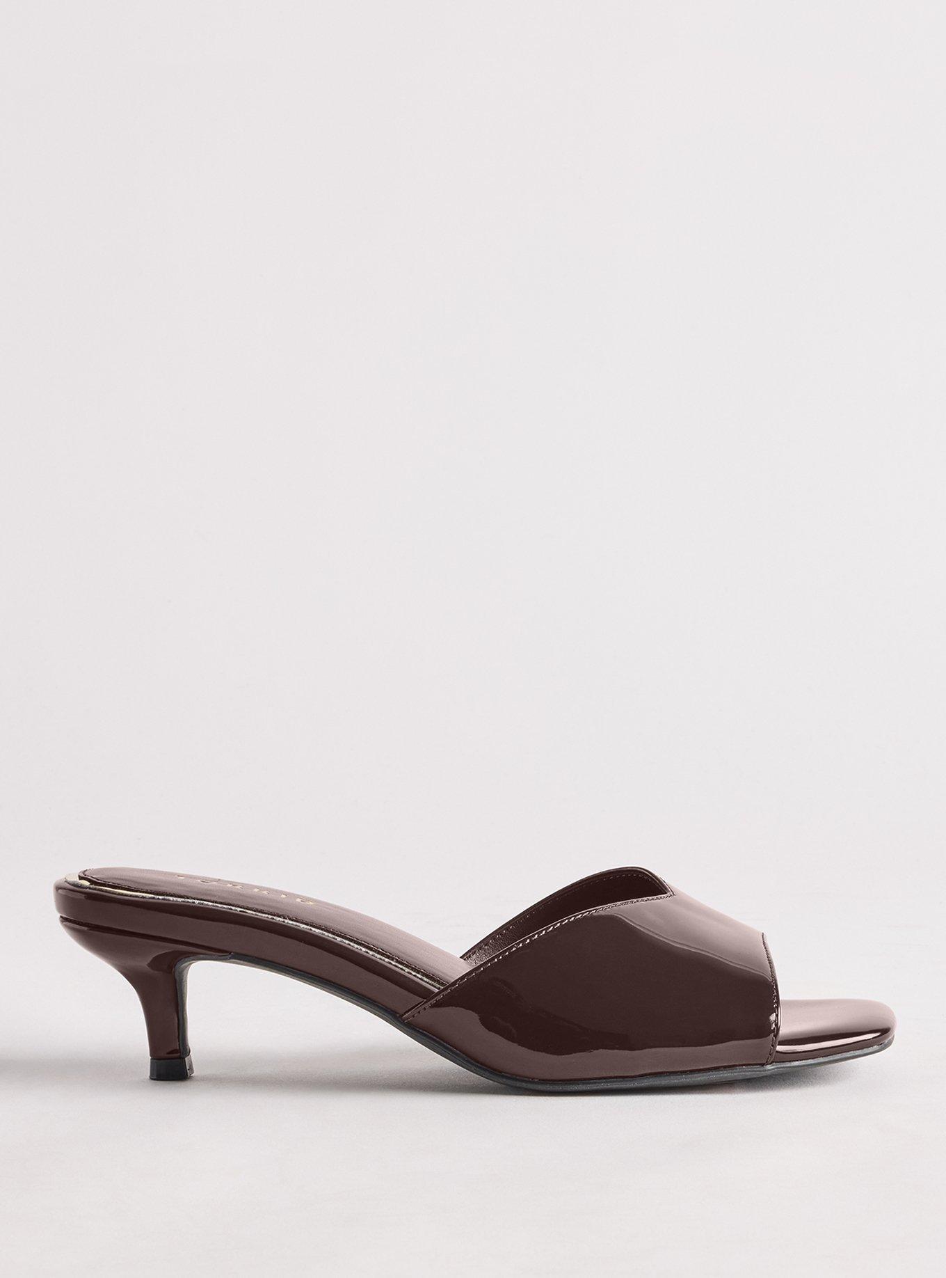 Kitten Heel Mule (WW), BROWN PATENT, alternate