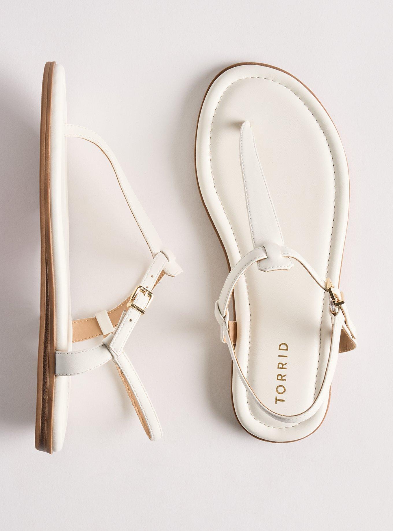 T-Strap Sandal (WW), WHITE, hi-res