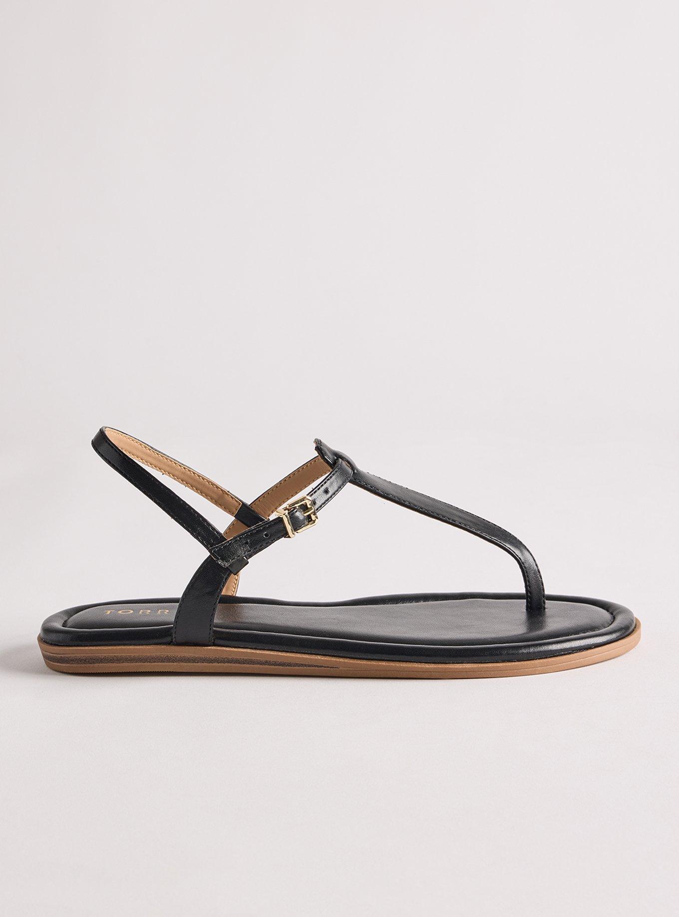 T-Strap Sandal (WW), BLACK, alternate