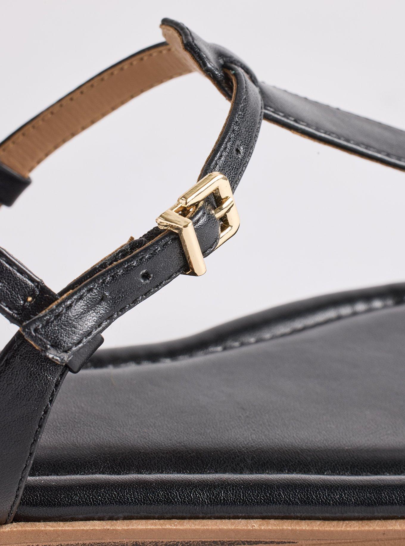 T-Strap Sandal (WW), BLACK, alternate