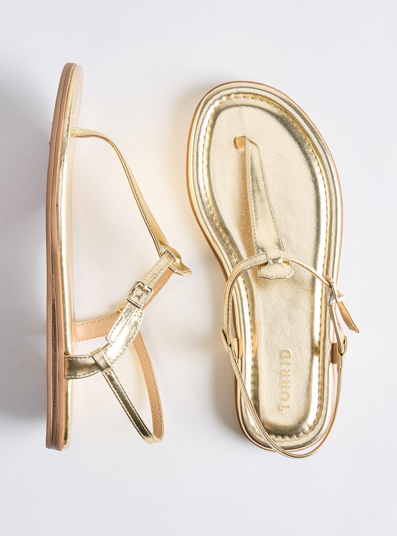 T-Strap Sandal (WW), GOLD, hi-res