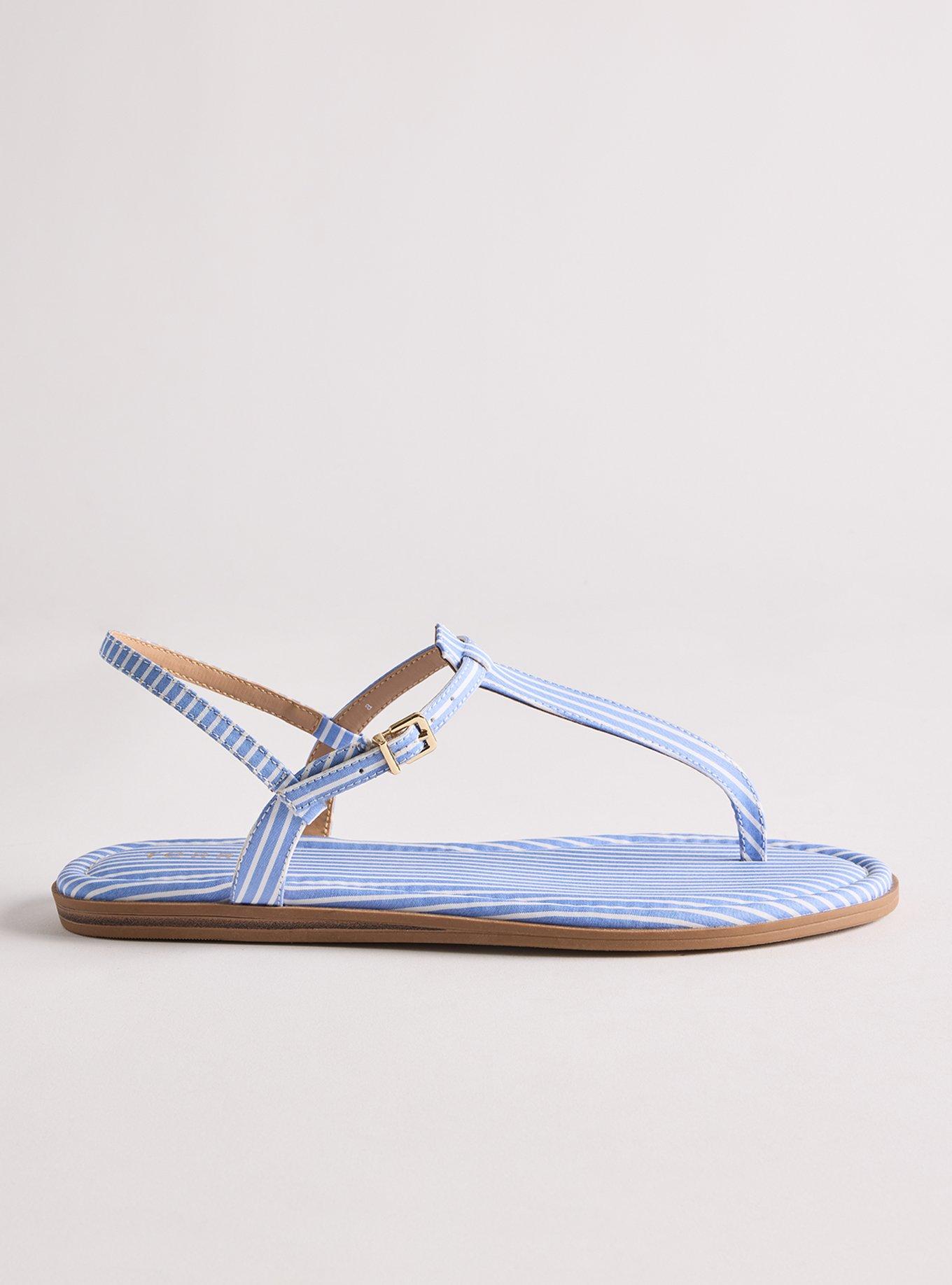 T-Strap Sandal (WW), BLUE WHITE STRIPE, alternate