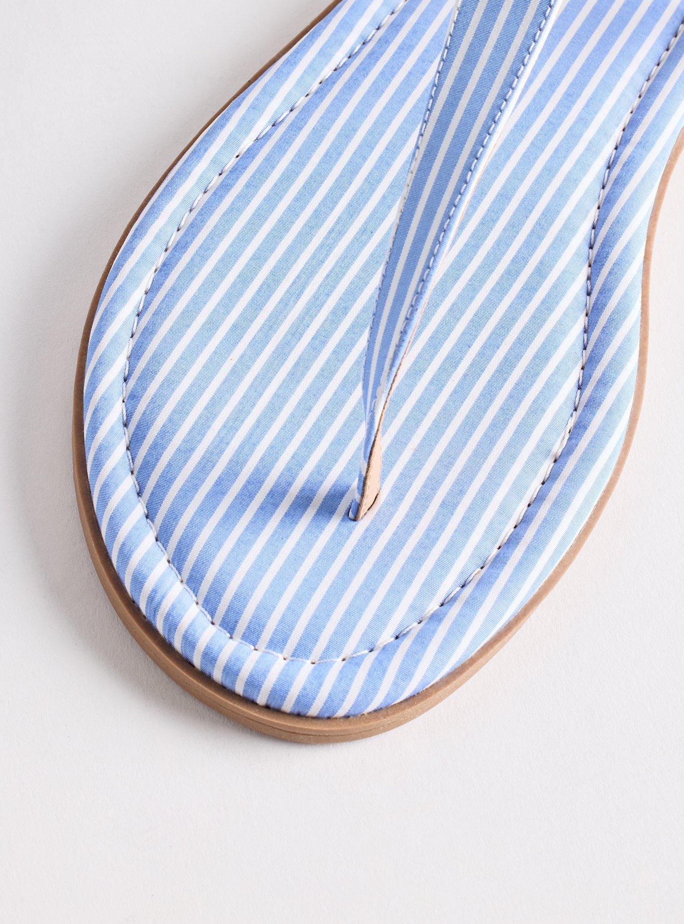 T-Strap Sandal (WW), BLUE WHITE STRIPE, alternate