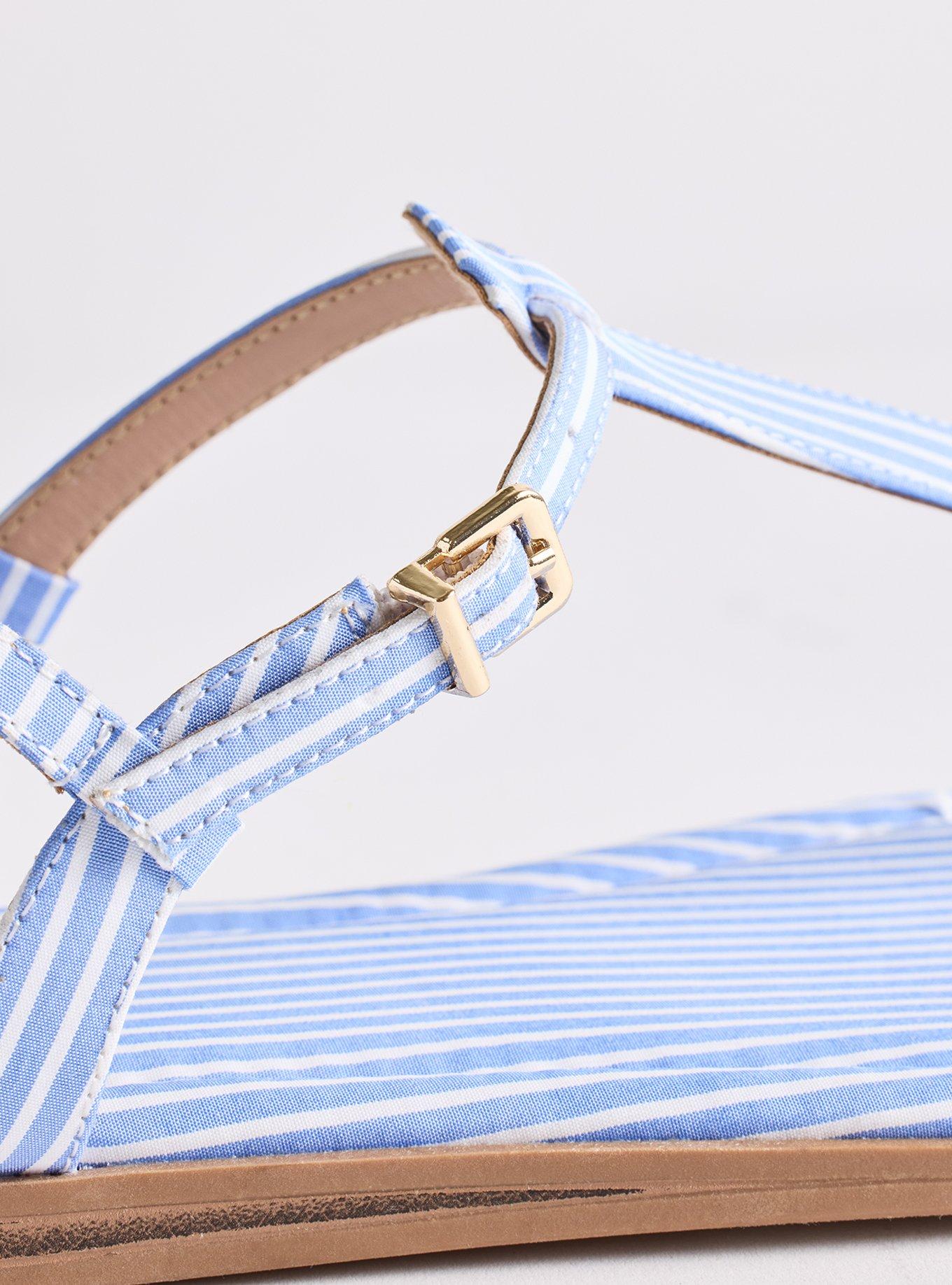 T-Strap Sandal (WW), BLUE WHITE STRIPE, alternate