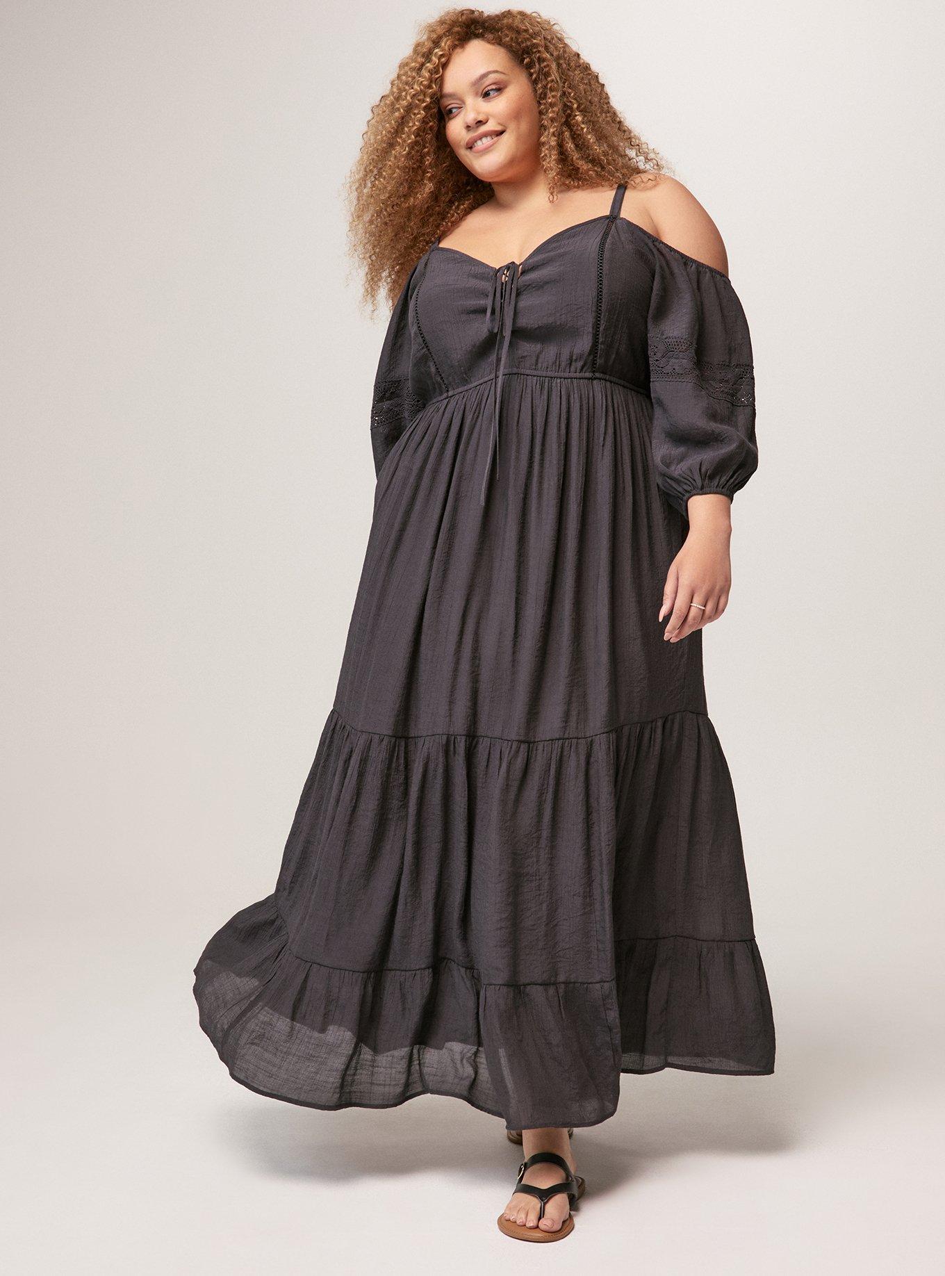 Festi Cold Shoulder Tiered Maxi Dress, PHANTOM, alternate