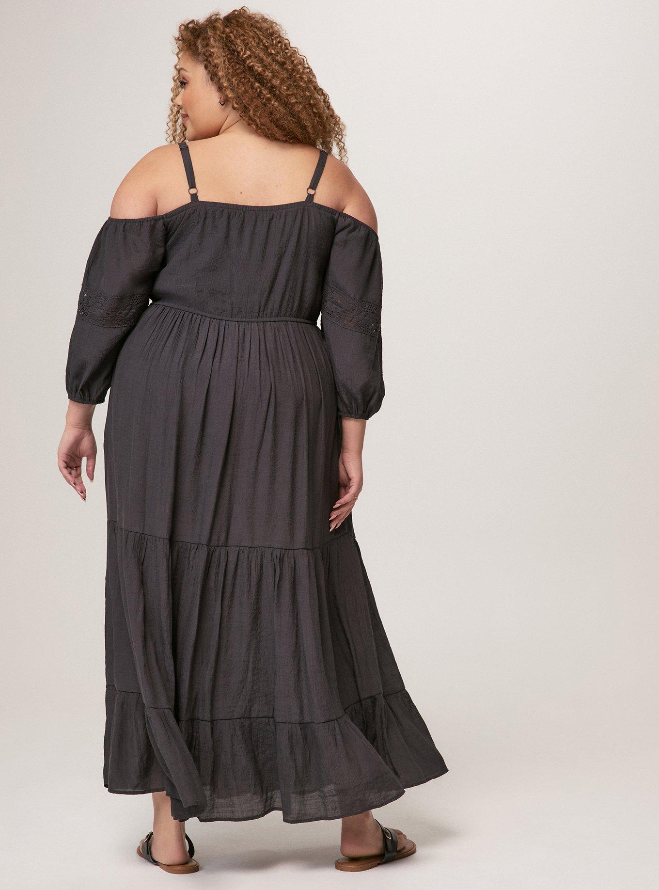 Festi Cold Shoulder Tiered Maxi Dress, PHANTOM, alternate