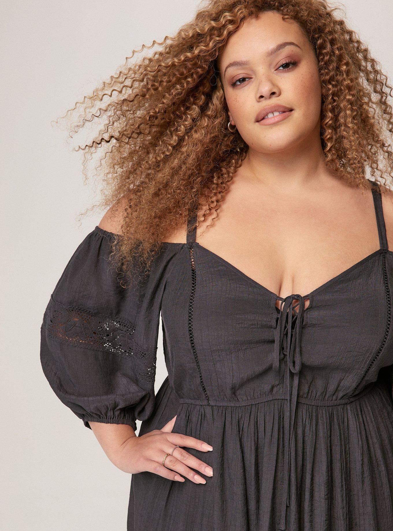 Festi Cold Shoulder Tiered Maxi Dress, PHANTOM, alternate