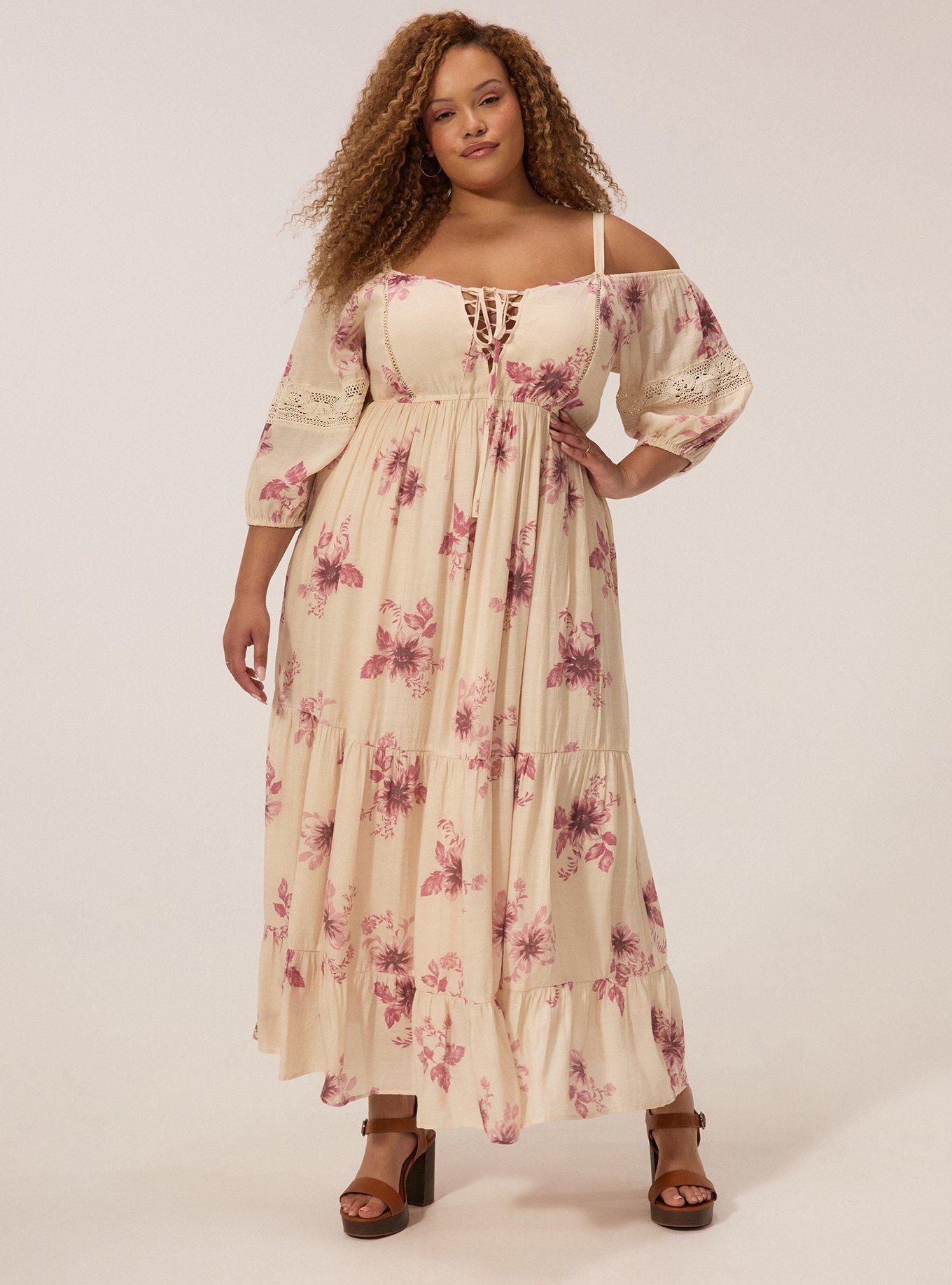 Festi Cold Shoulder Tiered Maxi Dress, MELLOW FLORAL IVORY, hi-res