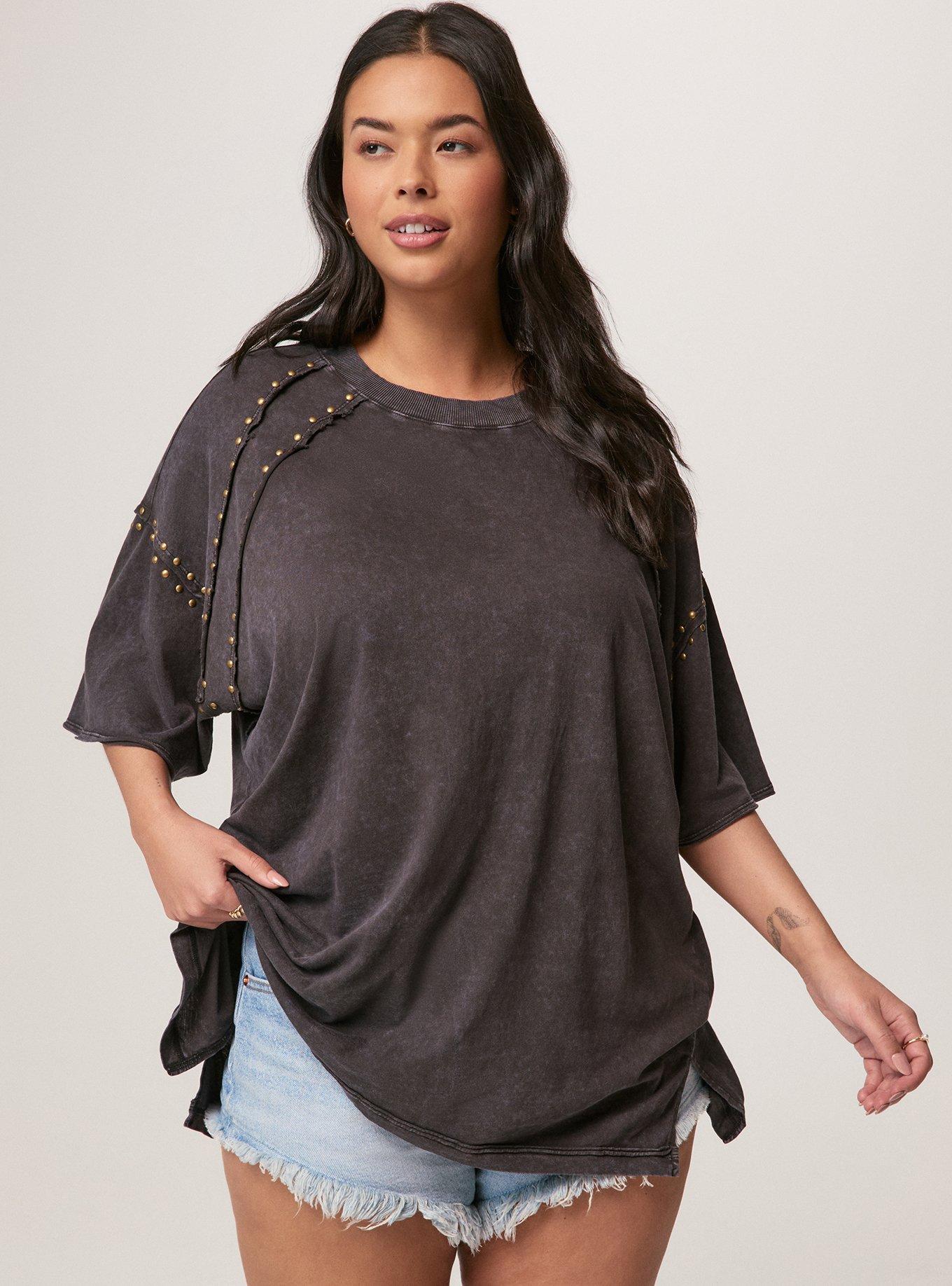 Festi Embellished Drop Shoulder Tee, PHANTOM, hi-res