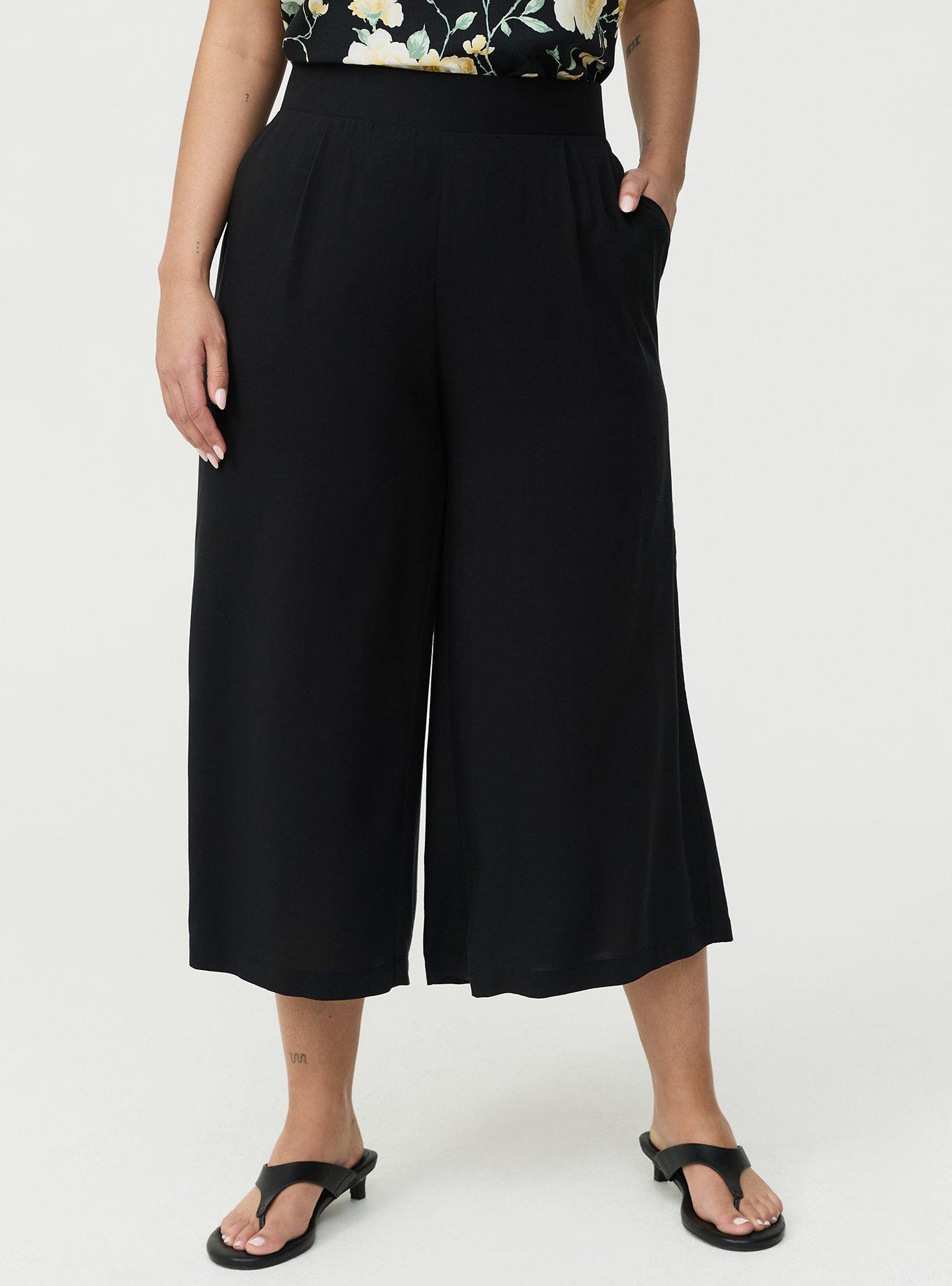 Pull On Challis Crop Wide Leg Pant, DEEP BLACK, alternate
