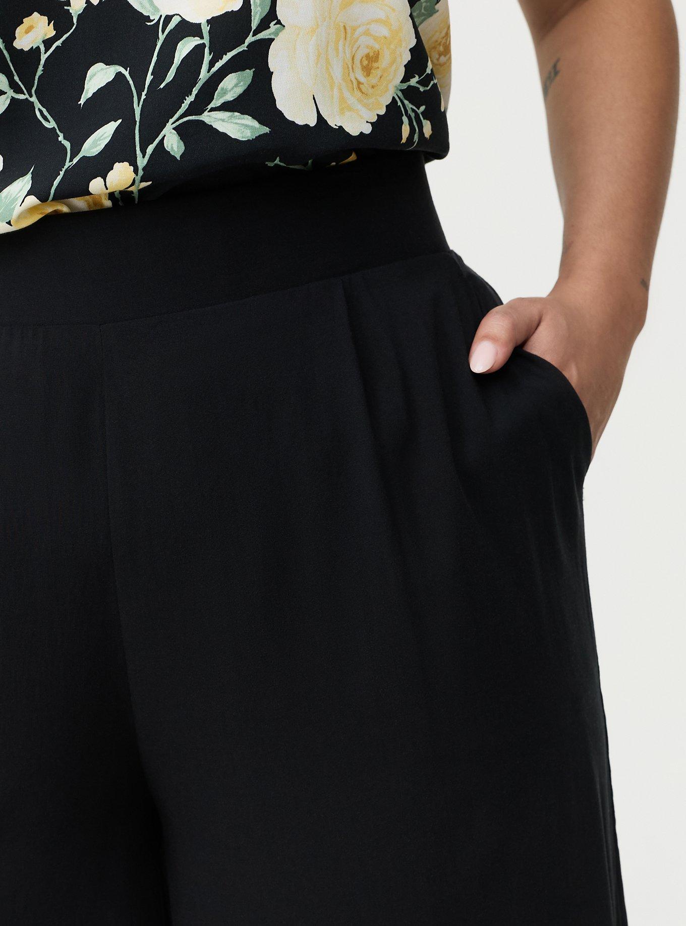 Pull On Challis Crop Wide Leg Pant, DEEP BLACK, alternate