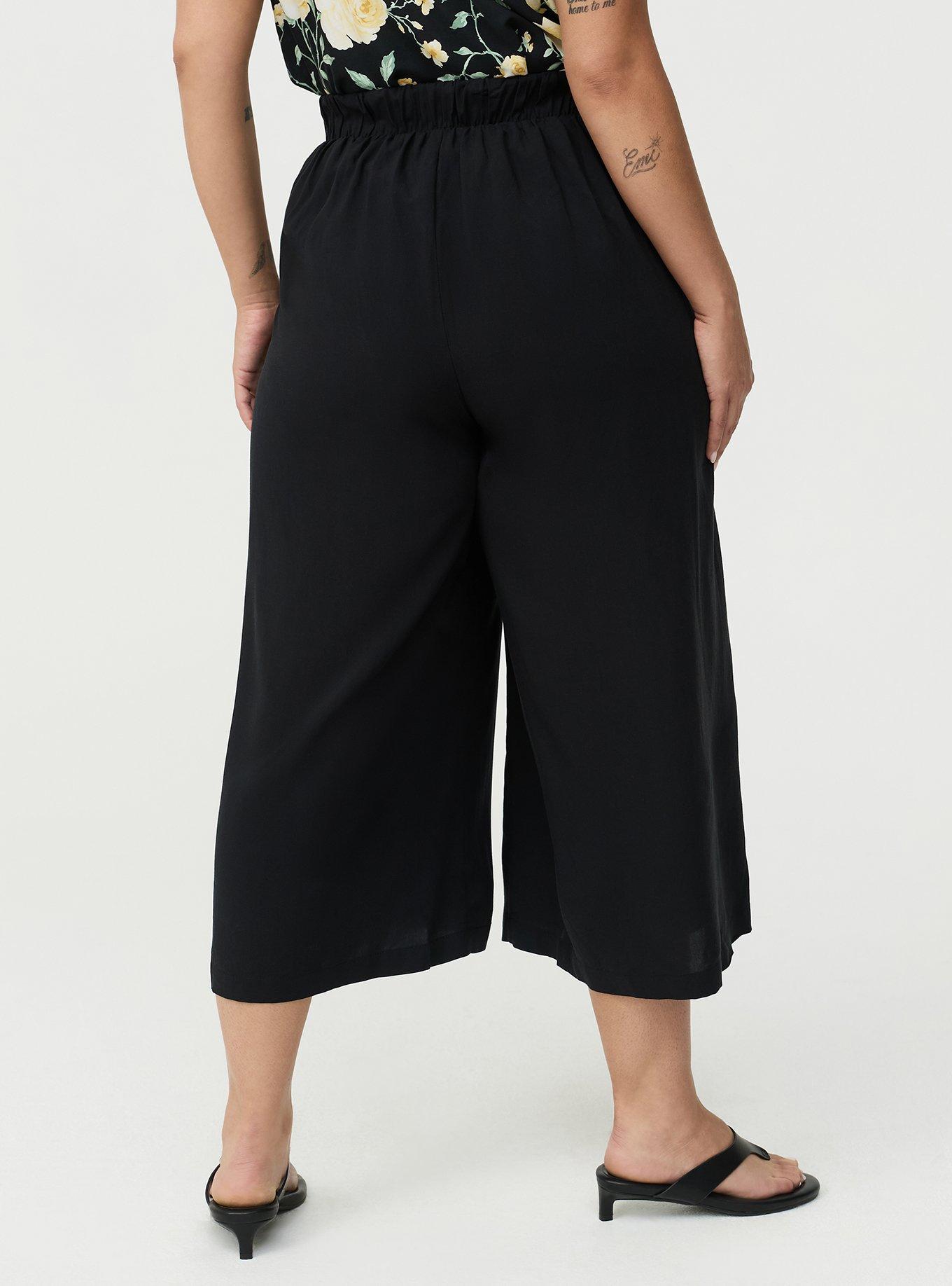 Pull On Challis Crop Wide Leg Pant, DEEP BLACK, alternate