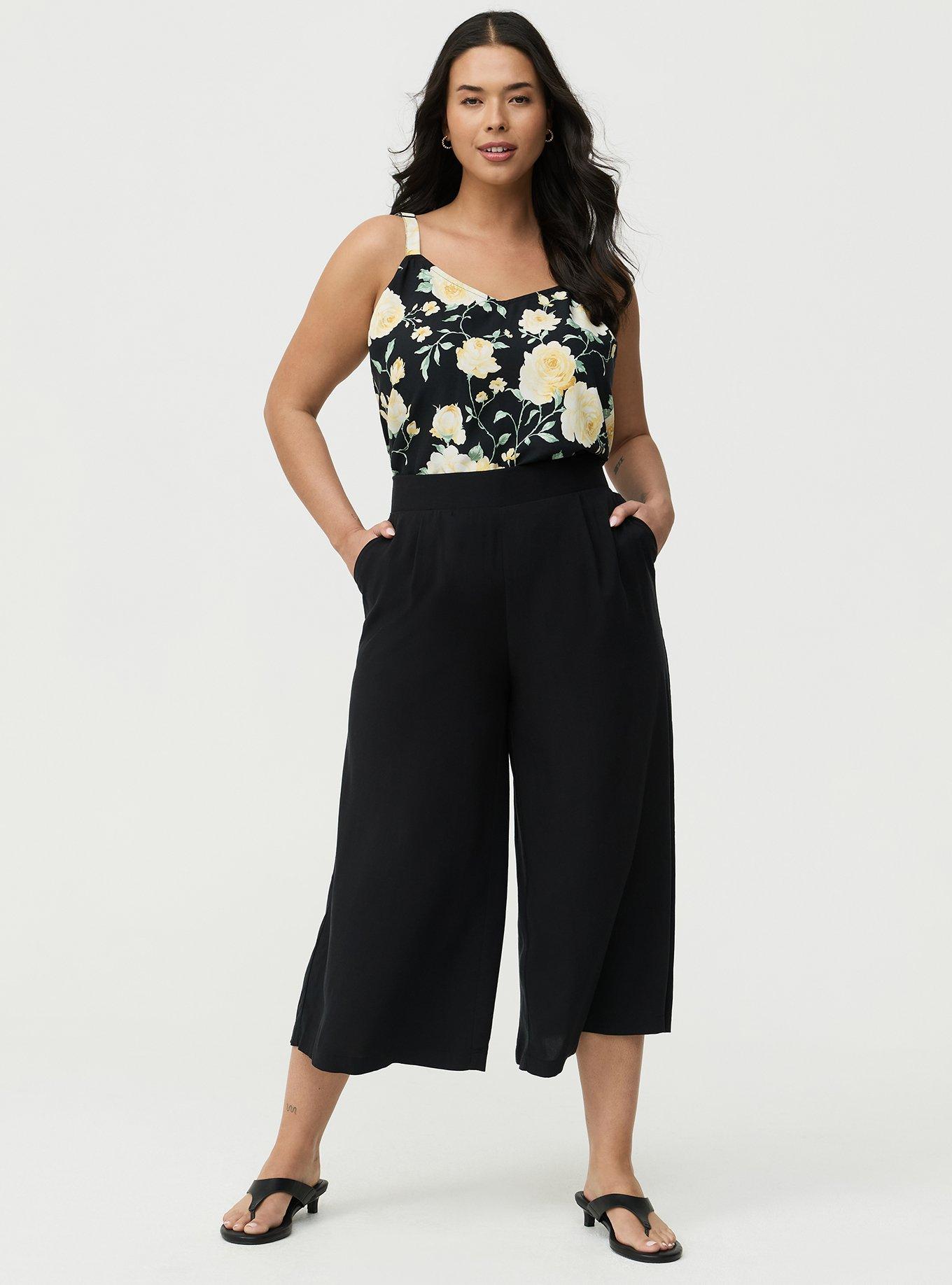 Pull On Challis Crop Wide Leg Pant, DEEP BLACK, alternate