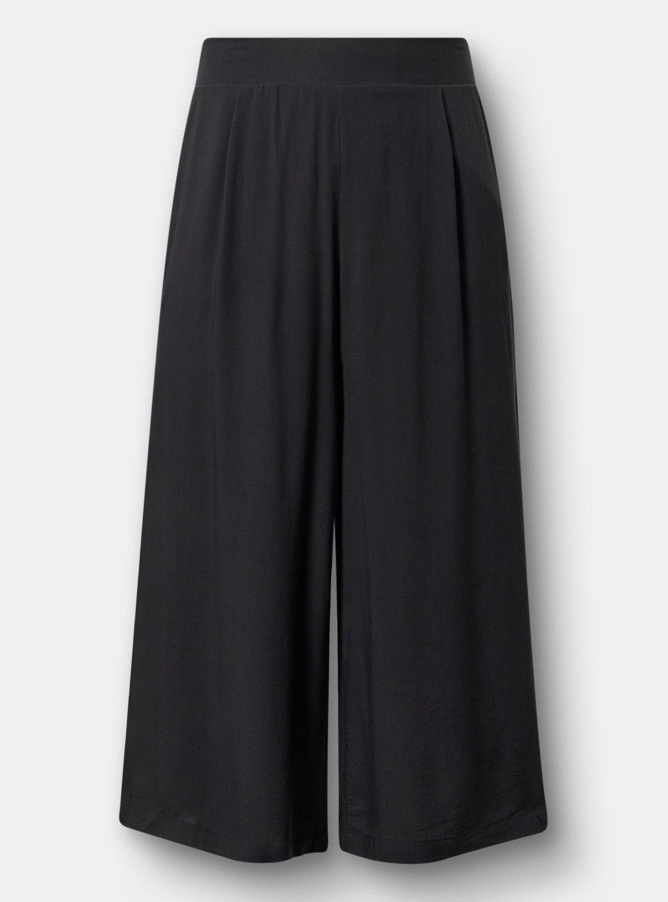 Pull On Challis Crop Wide Leg Pant, DEEP BLACK, hi-res