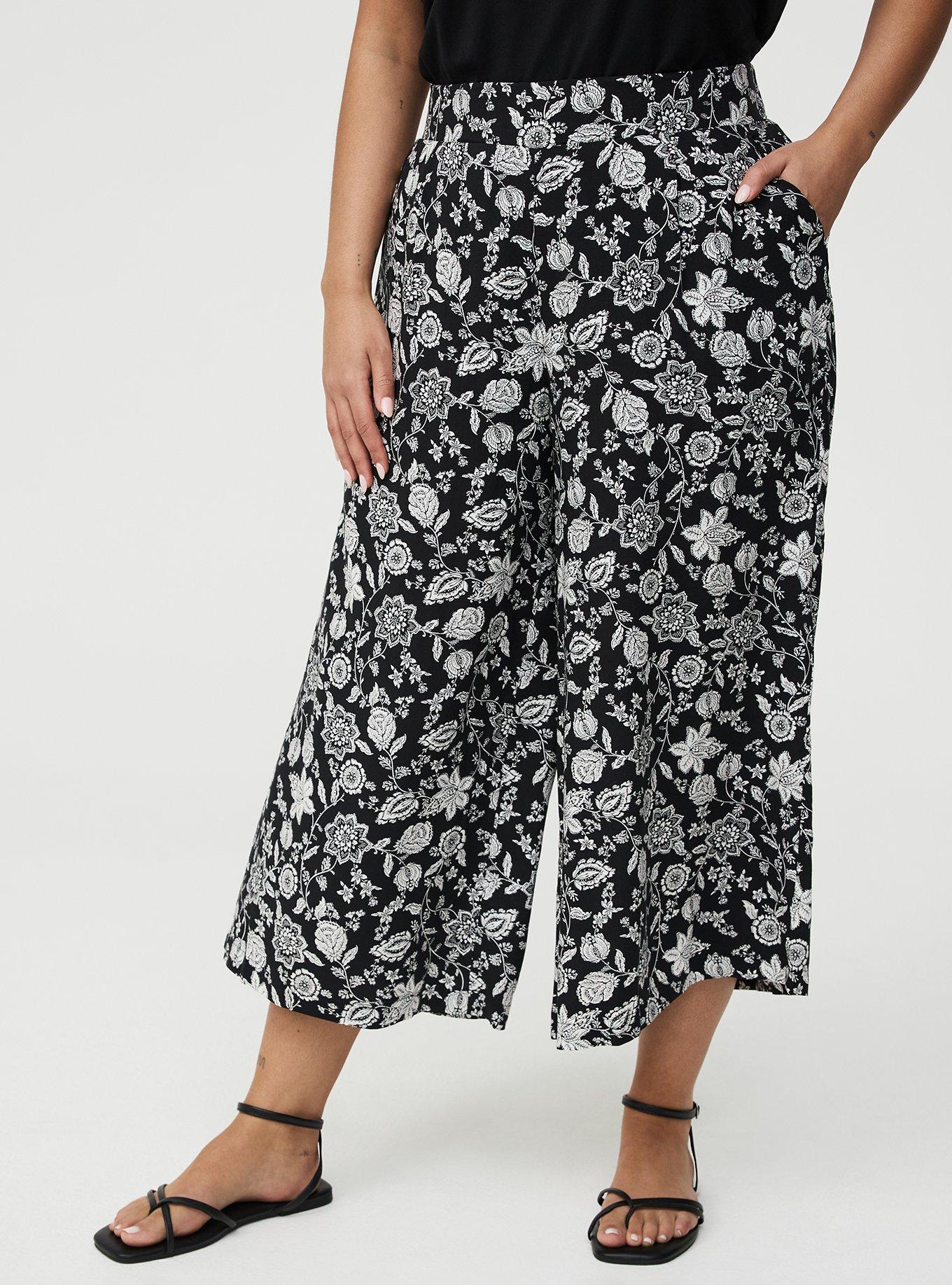 Pull On Challis Crop Wide Leg Pant, TRACY BANDANA BLACK, alternate