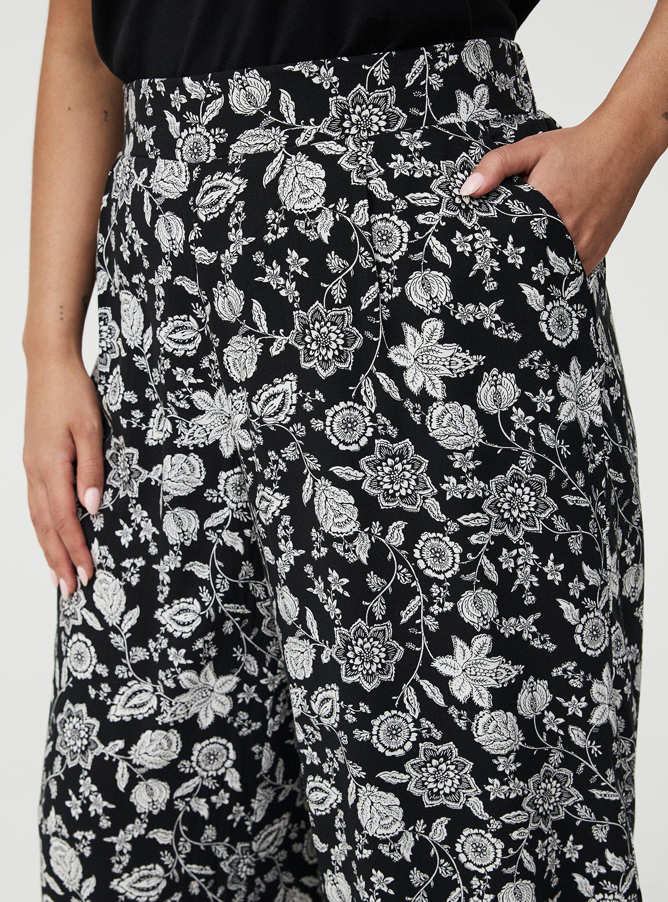 Pull On Challis Crop Wide Leg Pant, TRACY BANDANA BLACK, alternate