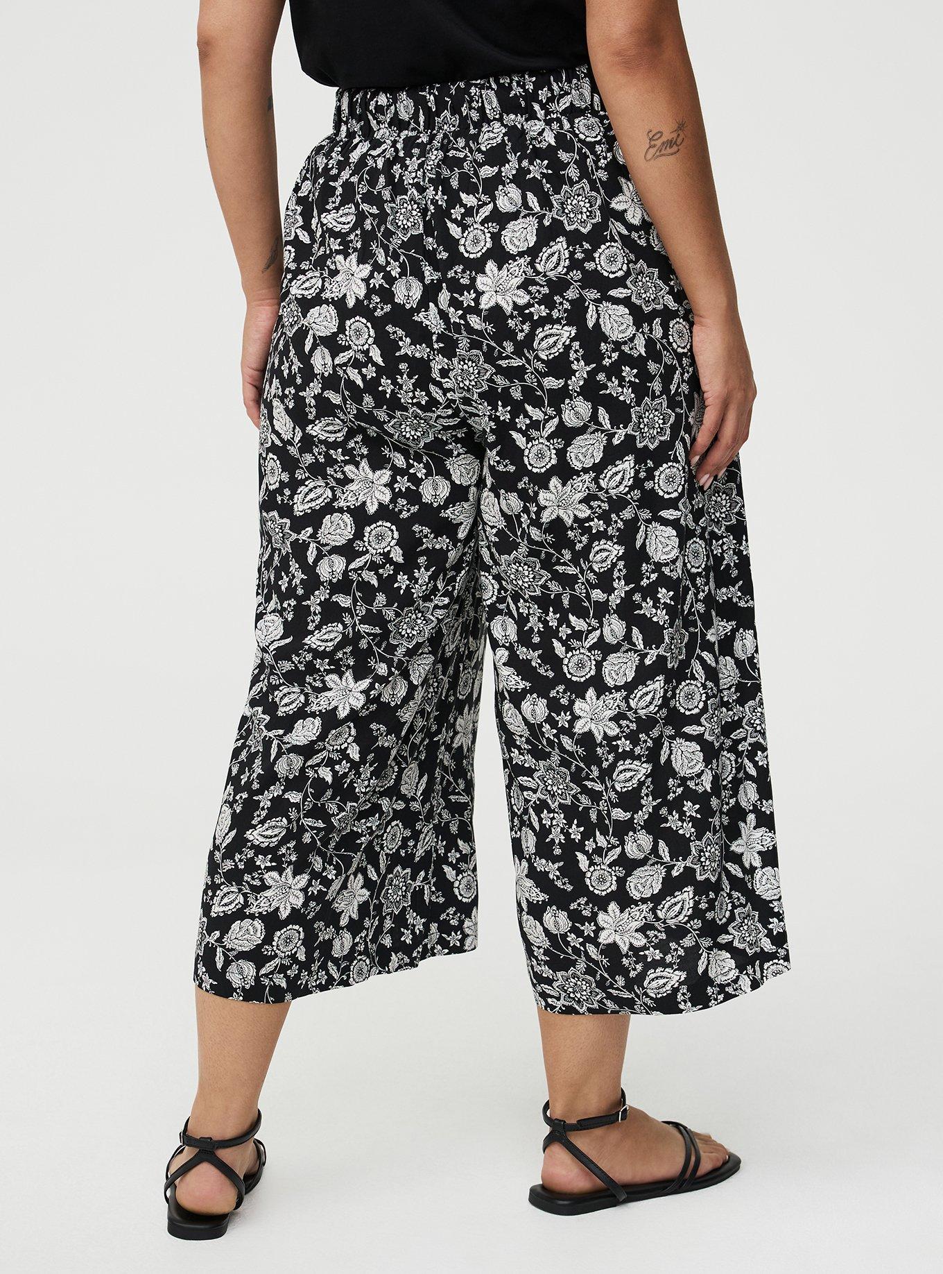 Pull On Challis Crop Wide Leg Pant, TRACY BANDANA BLACK, alternate