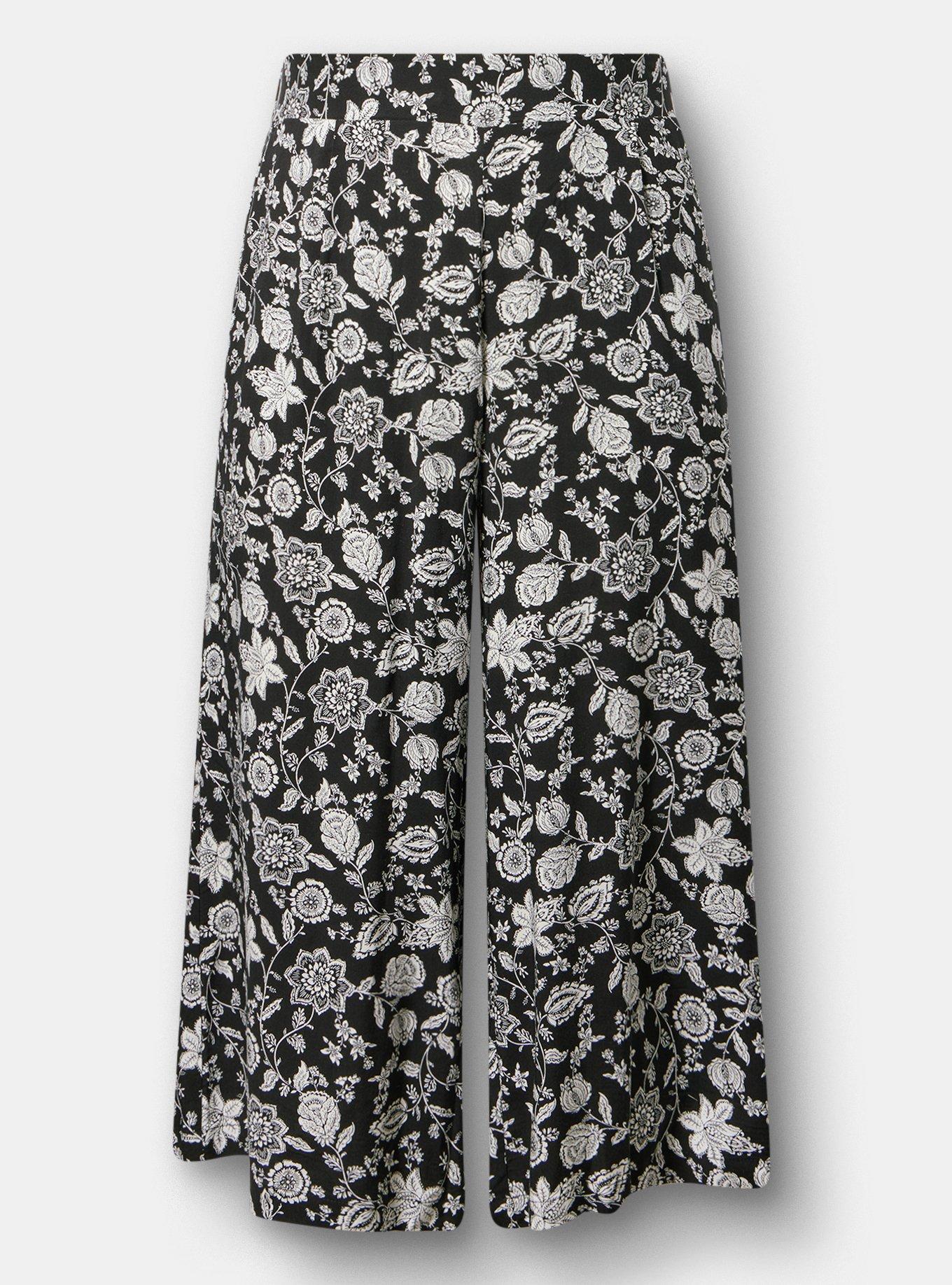 Pull On Challis Crop Wide Leg Pant, TRACY BANDANA BLACK, hi-res