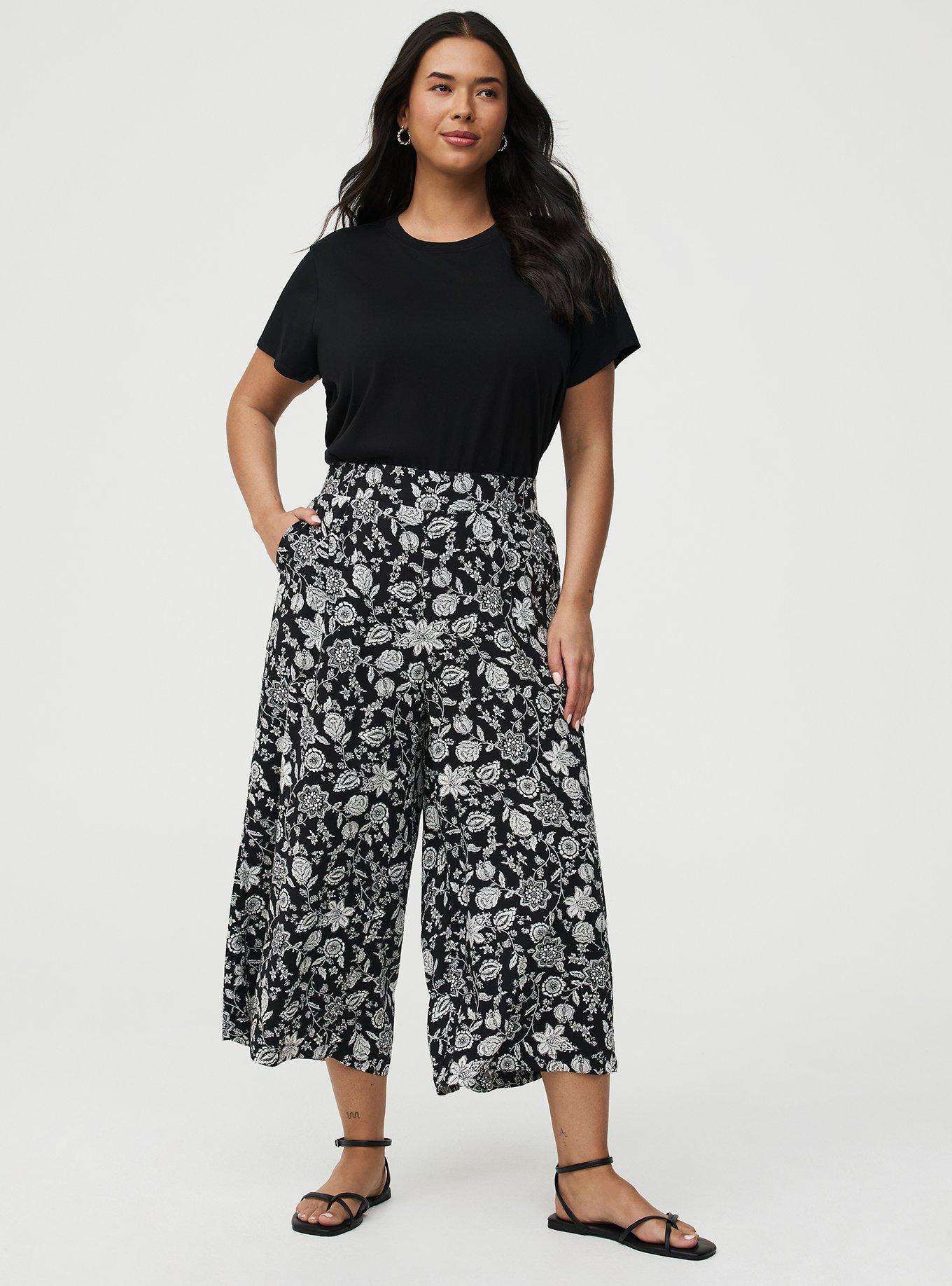 Pull On Challis Crop Wide Leg Pant, TRACY BANDANA BLACK, hi-res
