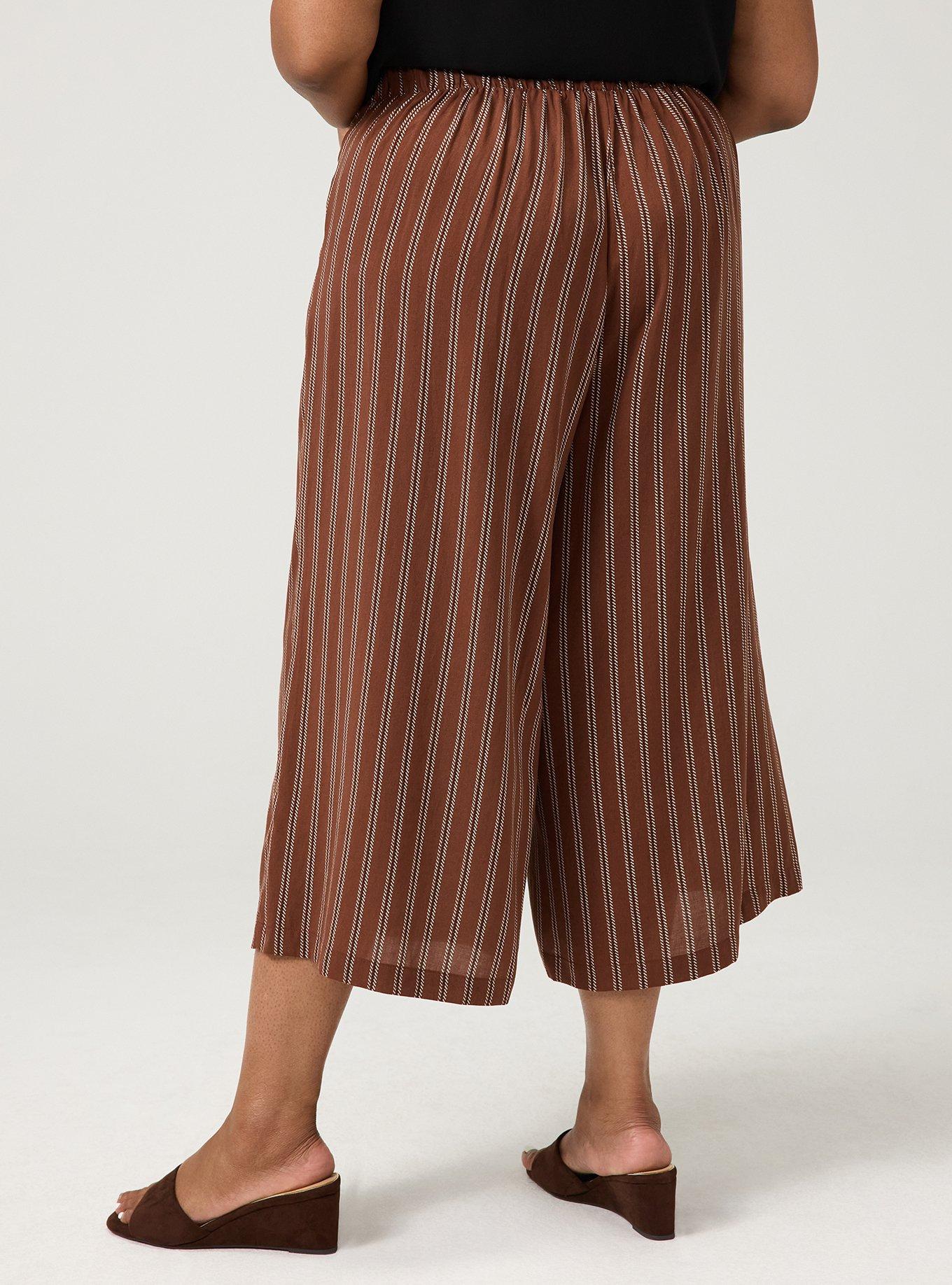Studio Pull-On Challis Crop Wide-Leg Pant, ANYONE STRIPE BROWN, alternate