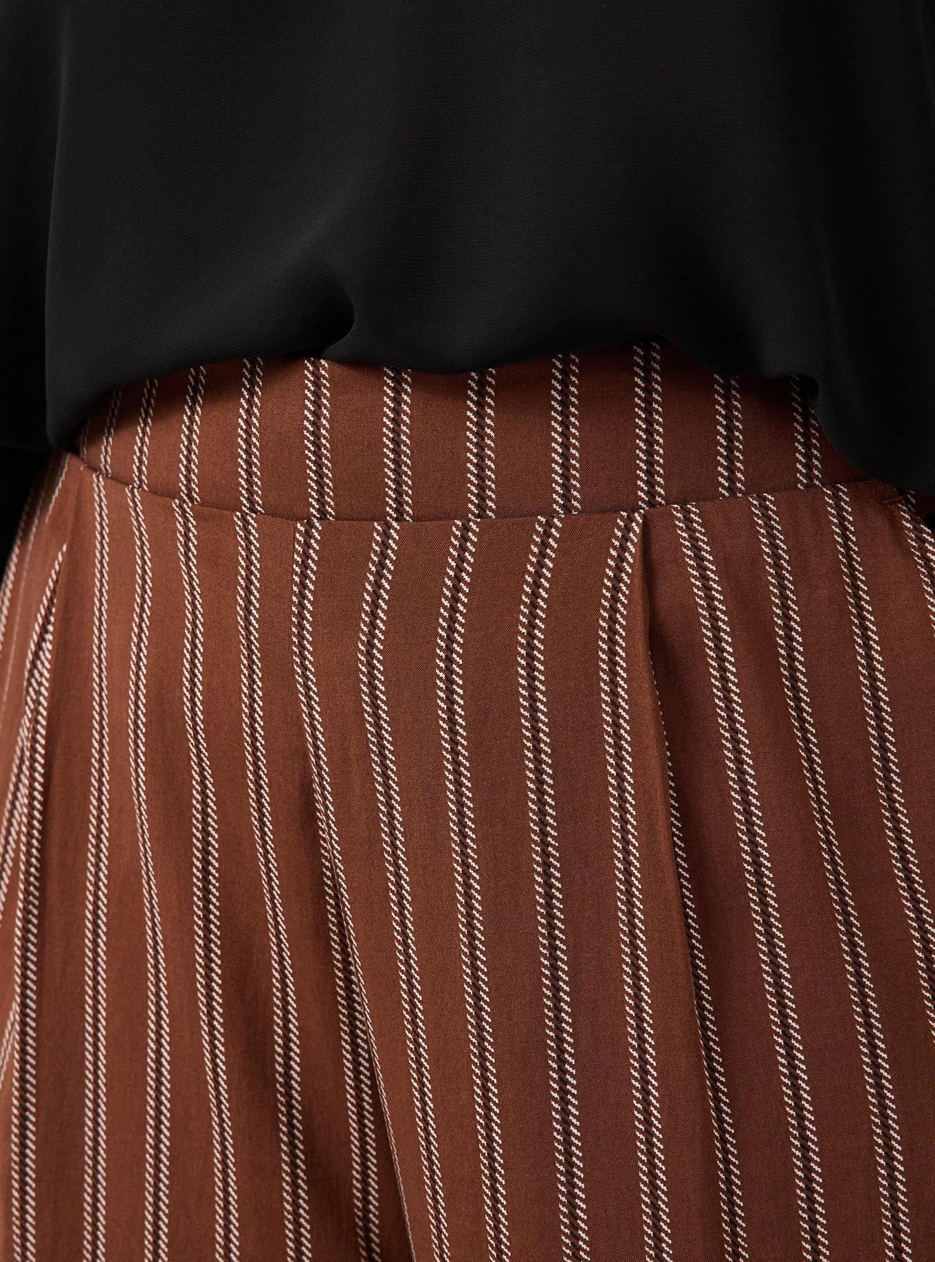 Studio Pull-On Challis Crop Wide-Leg Pant, ANYONE STRIPE BROWN, alternate