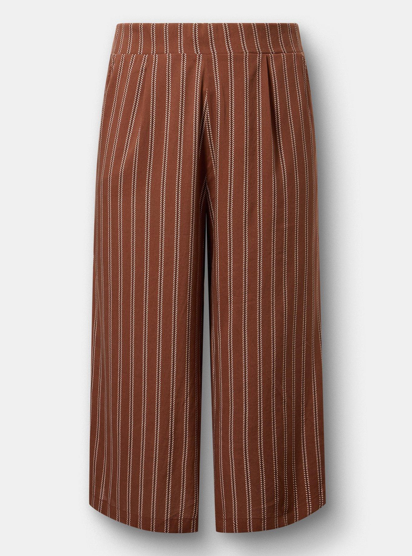 Studio Pull-On Challis Crop Wide-Leg Pant, ANYONE STRIPE BROWN, hi-res