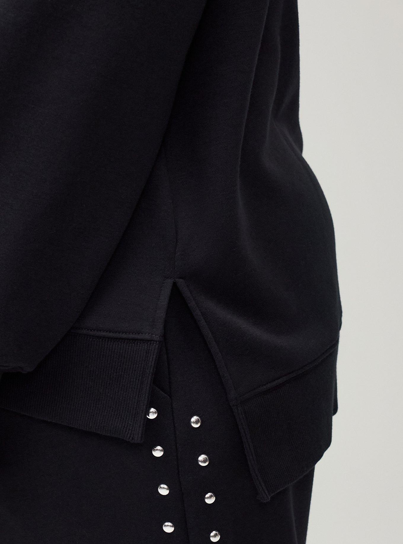 French Terry Drop Shoulder Sweatshirt, DEEP BLACK, alternate
