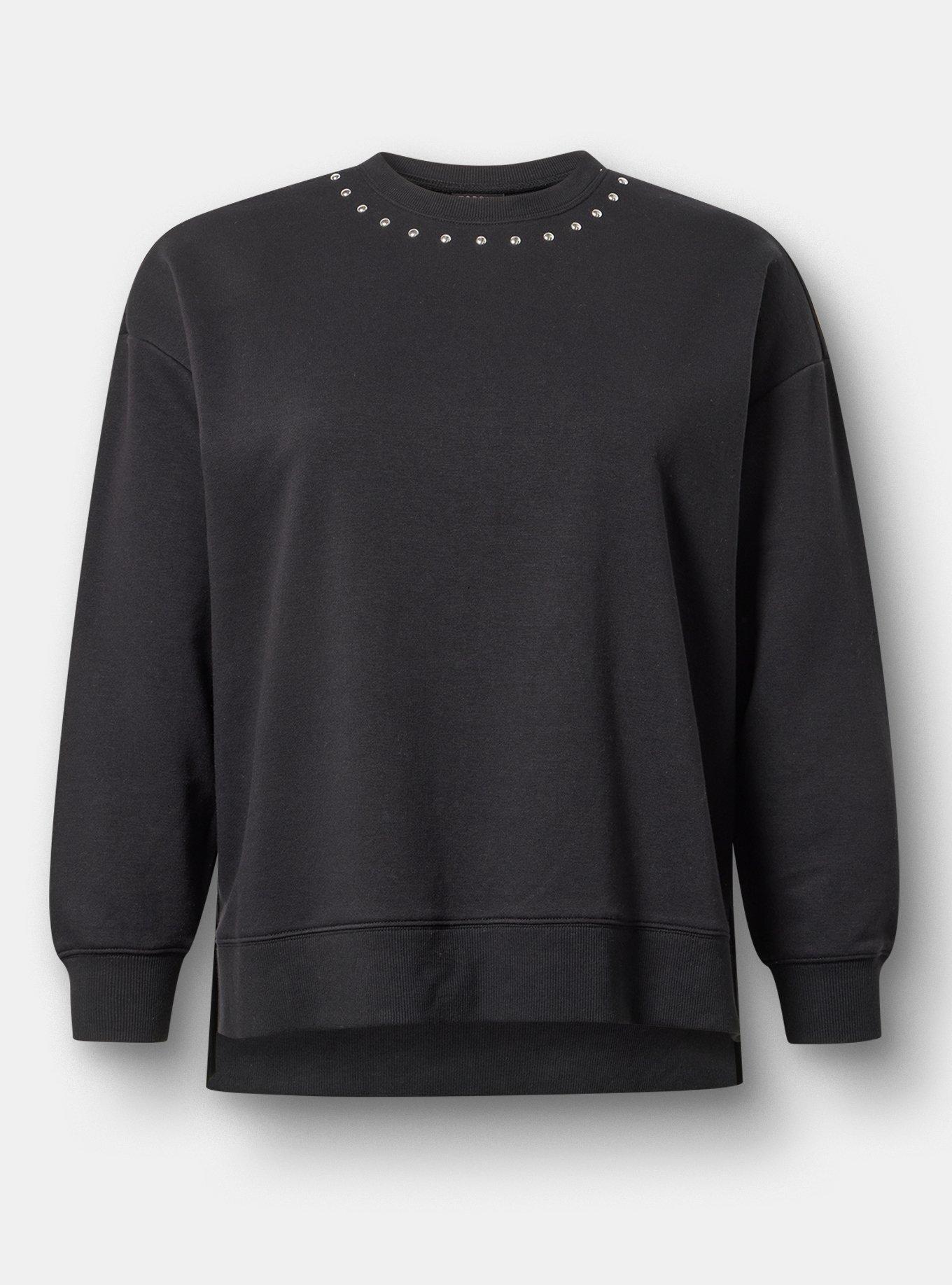 French Terry Drop Shoulder Sweatshirt, DEEP BLACK, flat