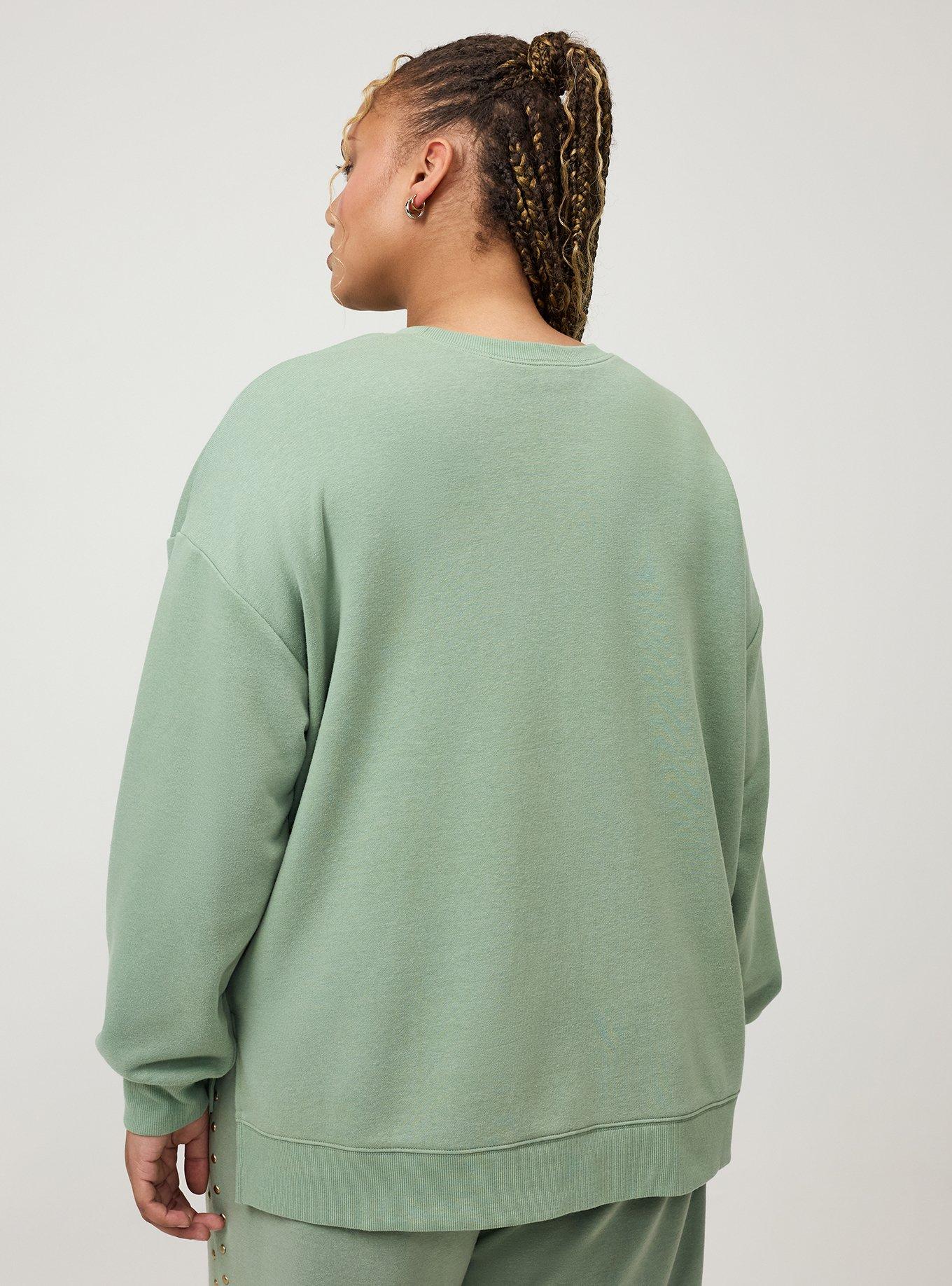French Terry Drop Shoulder Sweatshirt, HEDGE GREEN, alternate