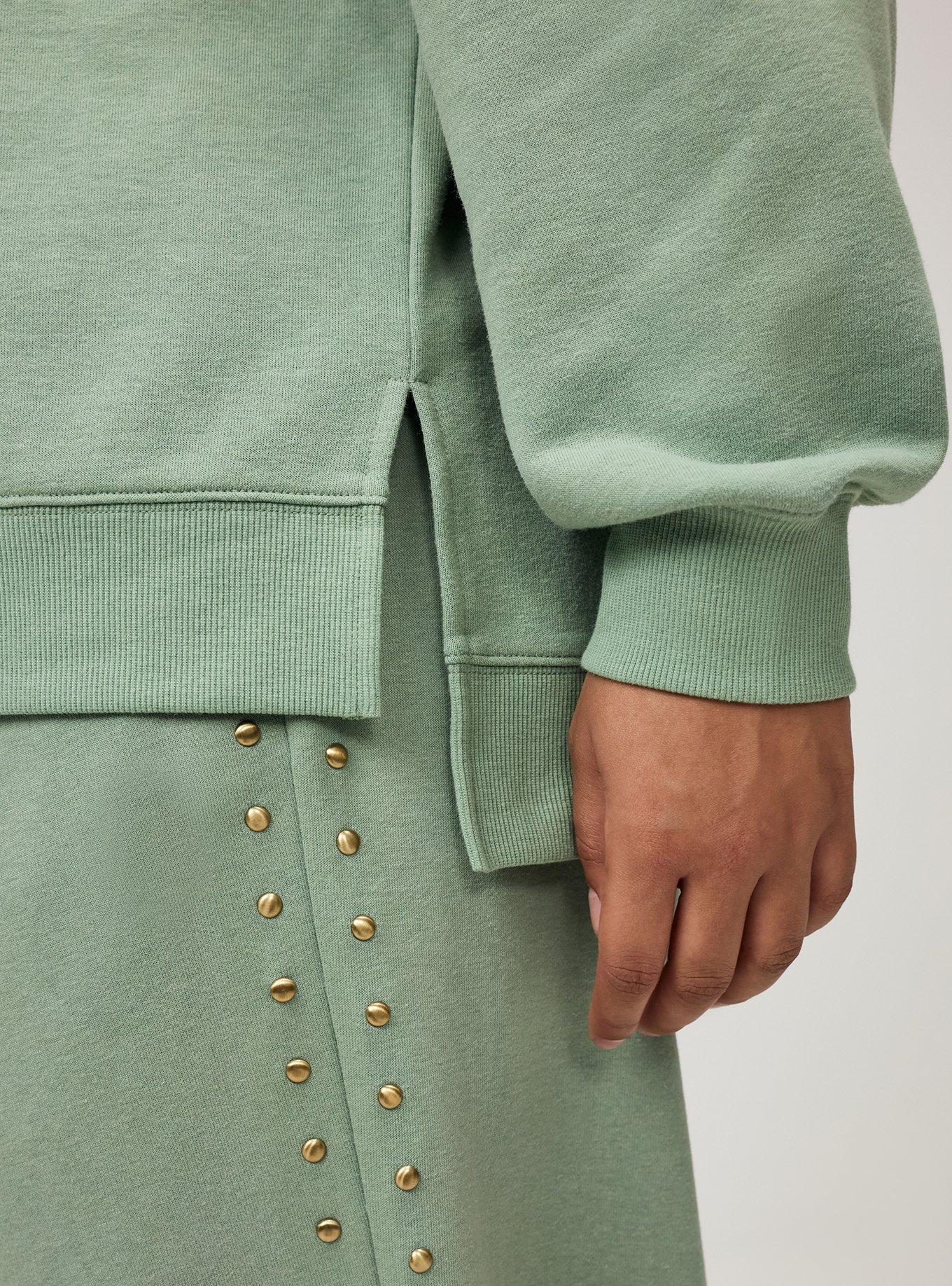 French Terry Drop Shoulder Sweatshirt, HEDGE GREEN, alternate