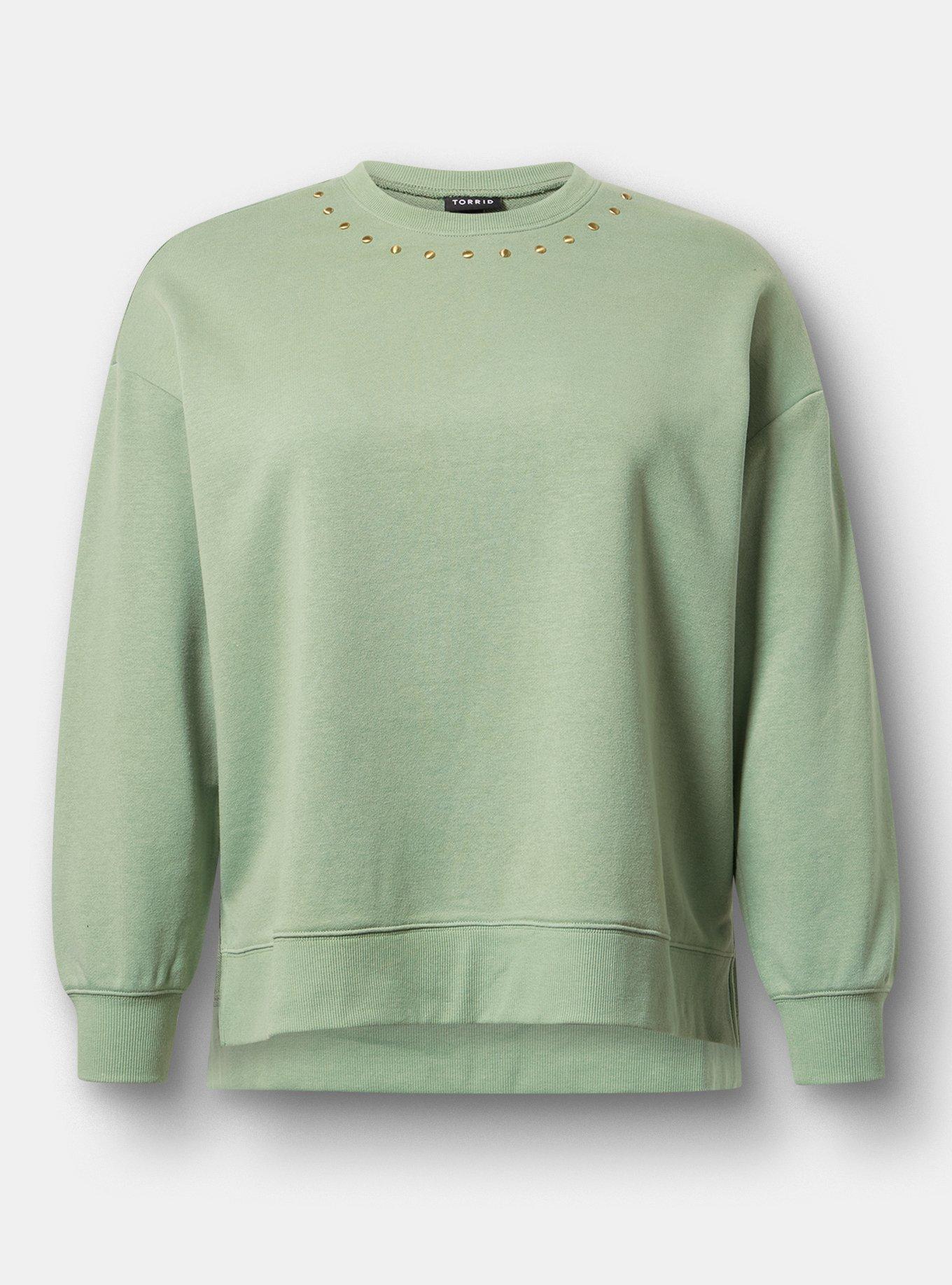 French Terry Drop Shoulder Sweatshirt, HEDGE GREEN, flat