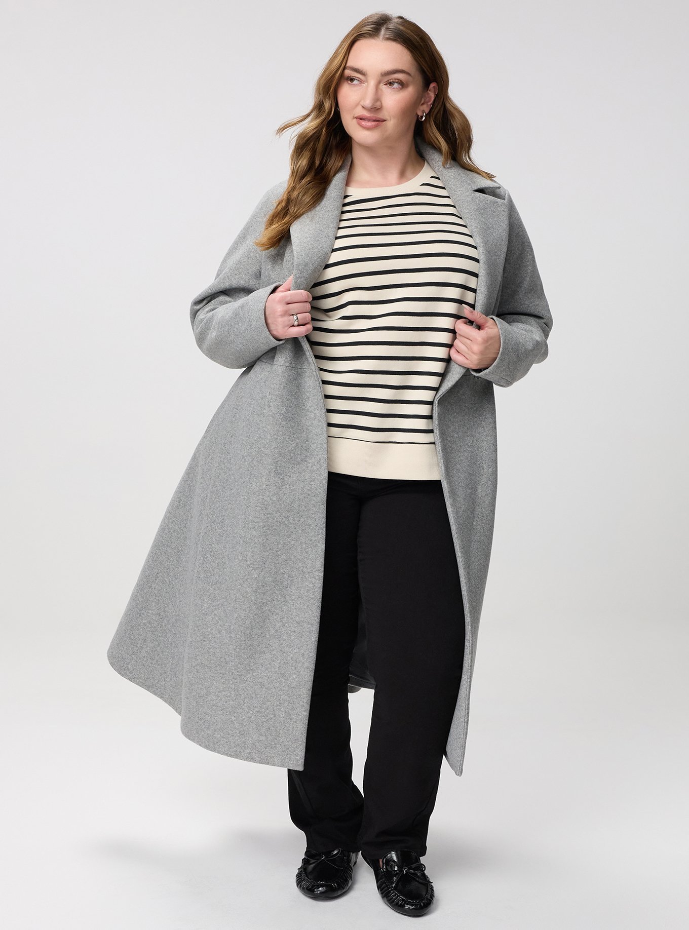 French Terry Drop Shoulder Sweatshirt, WHITE SWAN DEEP BLACK STRIPE, alternate