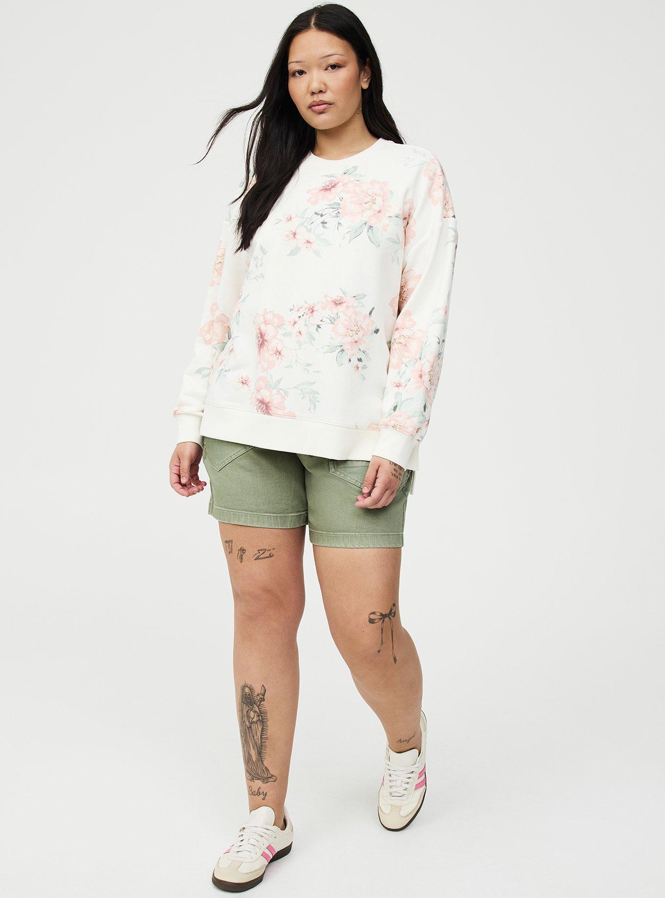 French Terry Drop Shoulder Sweatshirt, LOLLA FLORAL IVORY, alternate