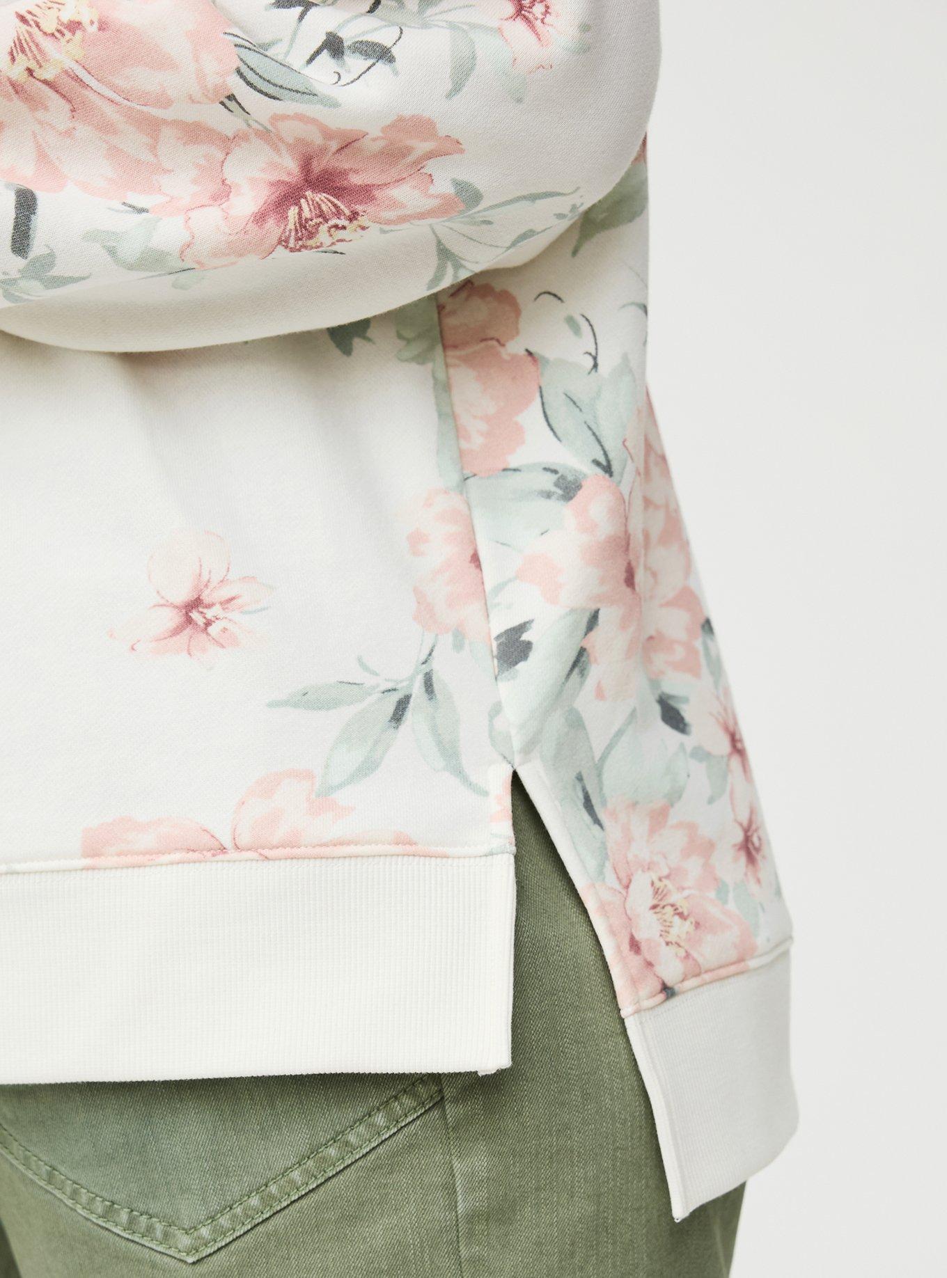 French Terry Drop Shoulder Sweatshirt, LOLLA FLORAL IVORY, alternate