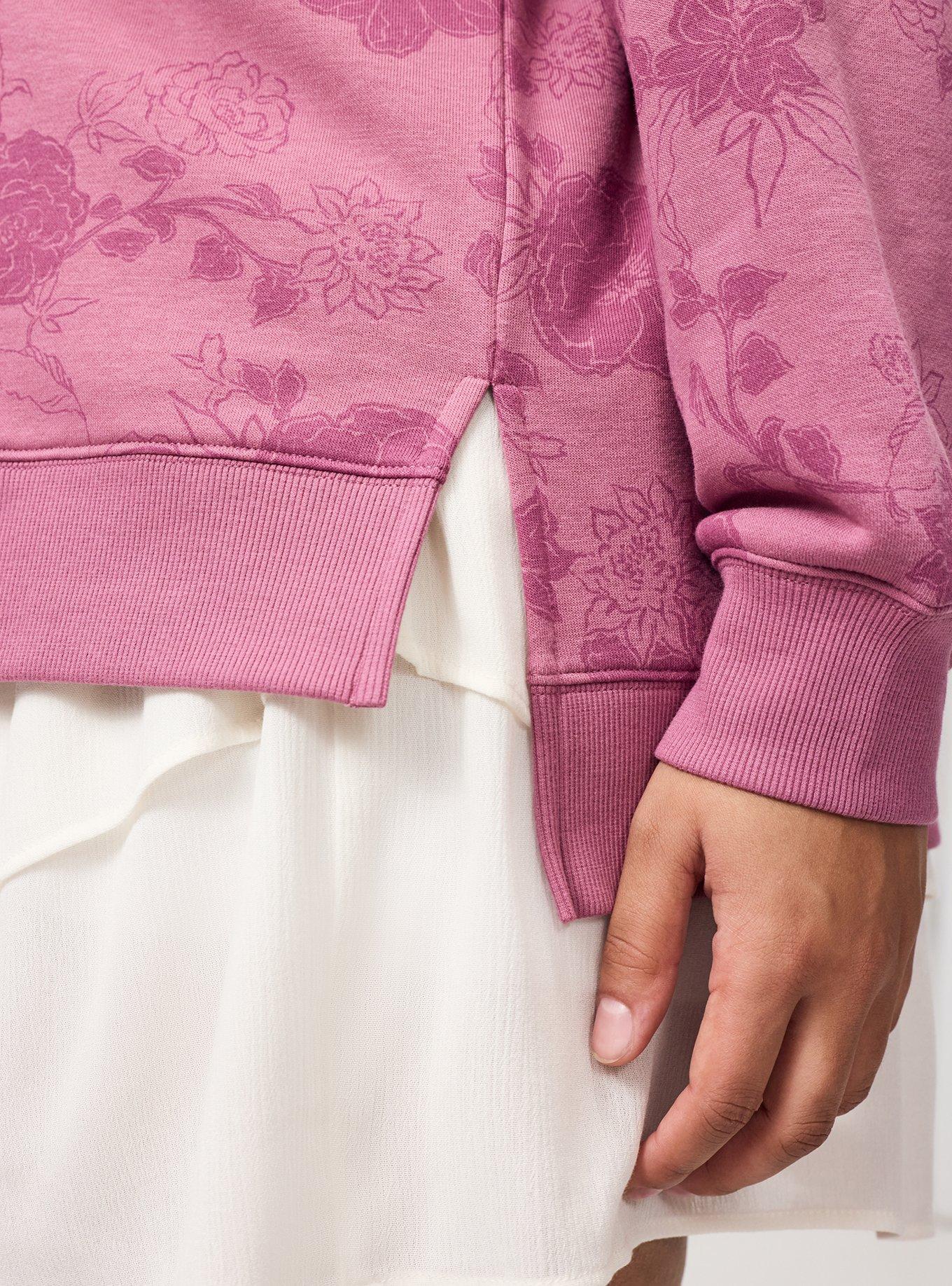 French Terry Drop Shoulder Sweatshirt, SUZY FLORAL MAUVE, alternate
